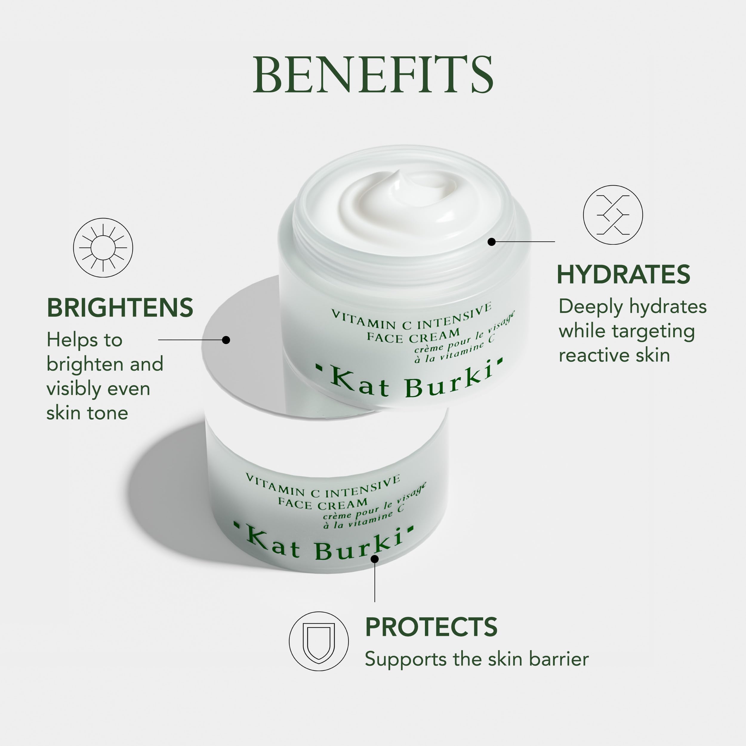 KAT BURKI 15% Stabilized Vitamin C Intensive Face Cream - Brightening & Firming Moisturizer for Glowing Skin | Anti-Aging, Dark Spot Treatment | Day & Night Hydration for All Skin Types
