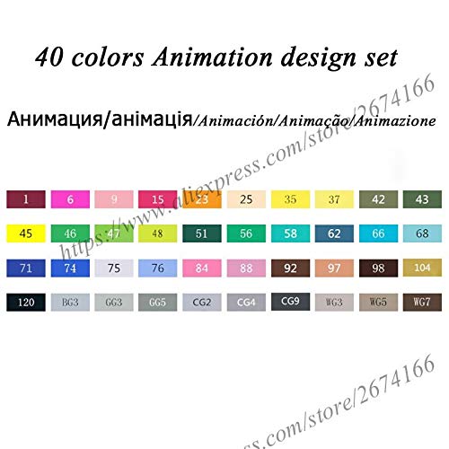 Cobaka Dual Tip Alcohol Art Markers Set - 40 Colors Anime Sketching Brush Pens with Oily Based Ink for Manga Drawing, Illustration & Calligraphy - Perfect for Artists, Students & Professionals