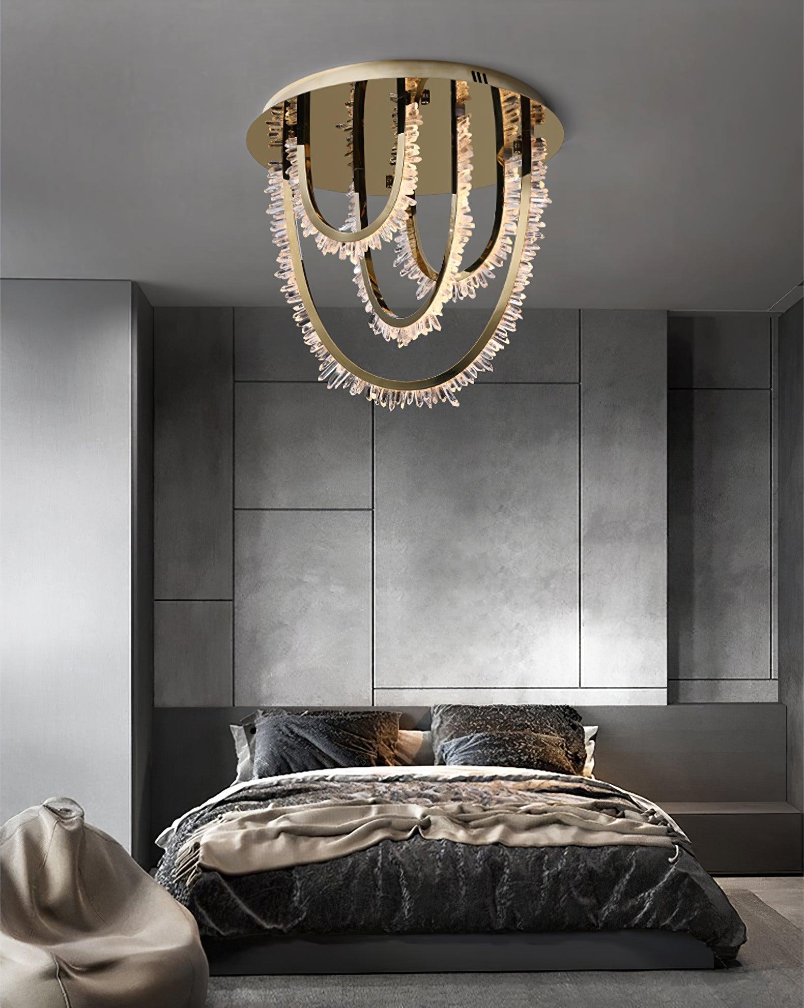 Elegant Crystal Chandelier Ceiling Light Fixture - Modern Dining Room & Bedroom Lighting for Home Decor
