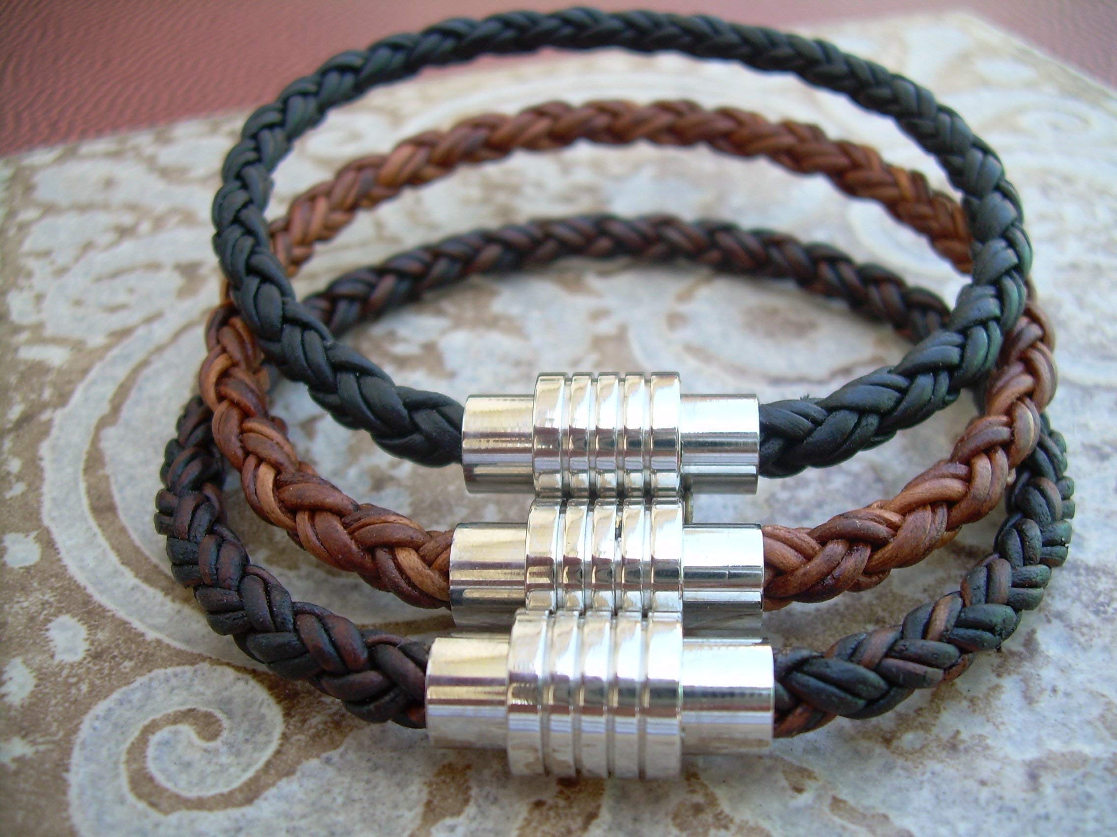 Handmade Leather Bracelet for Men - Magnetic Clasp, Father's Day Gift | Casual & Formal Wear
