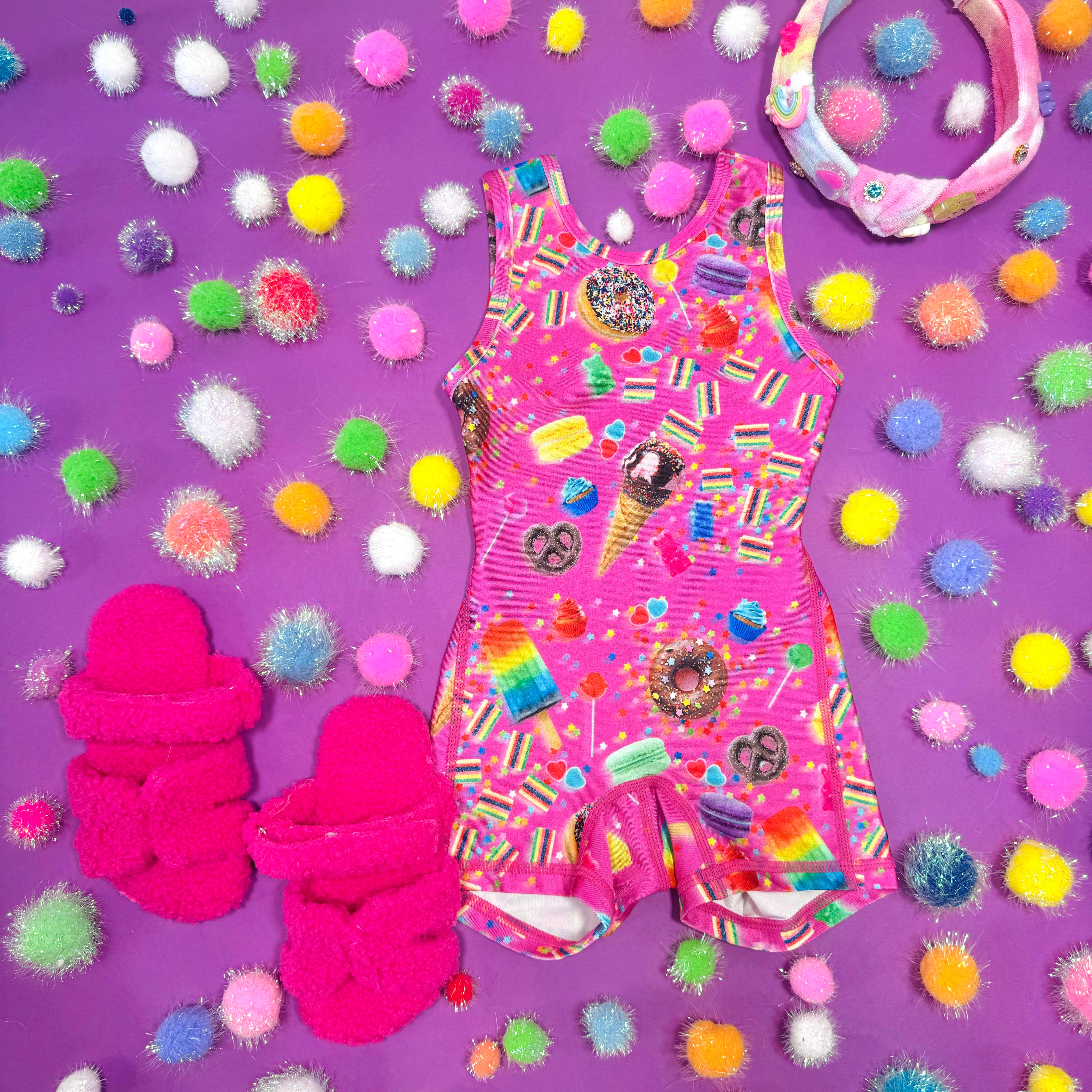 Candy Spill Leotard - Girls' Dance Gymnastics Leotard with Sparkle Design for Ballet, Cheerleading & Performance