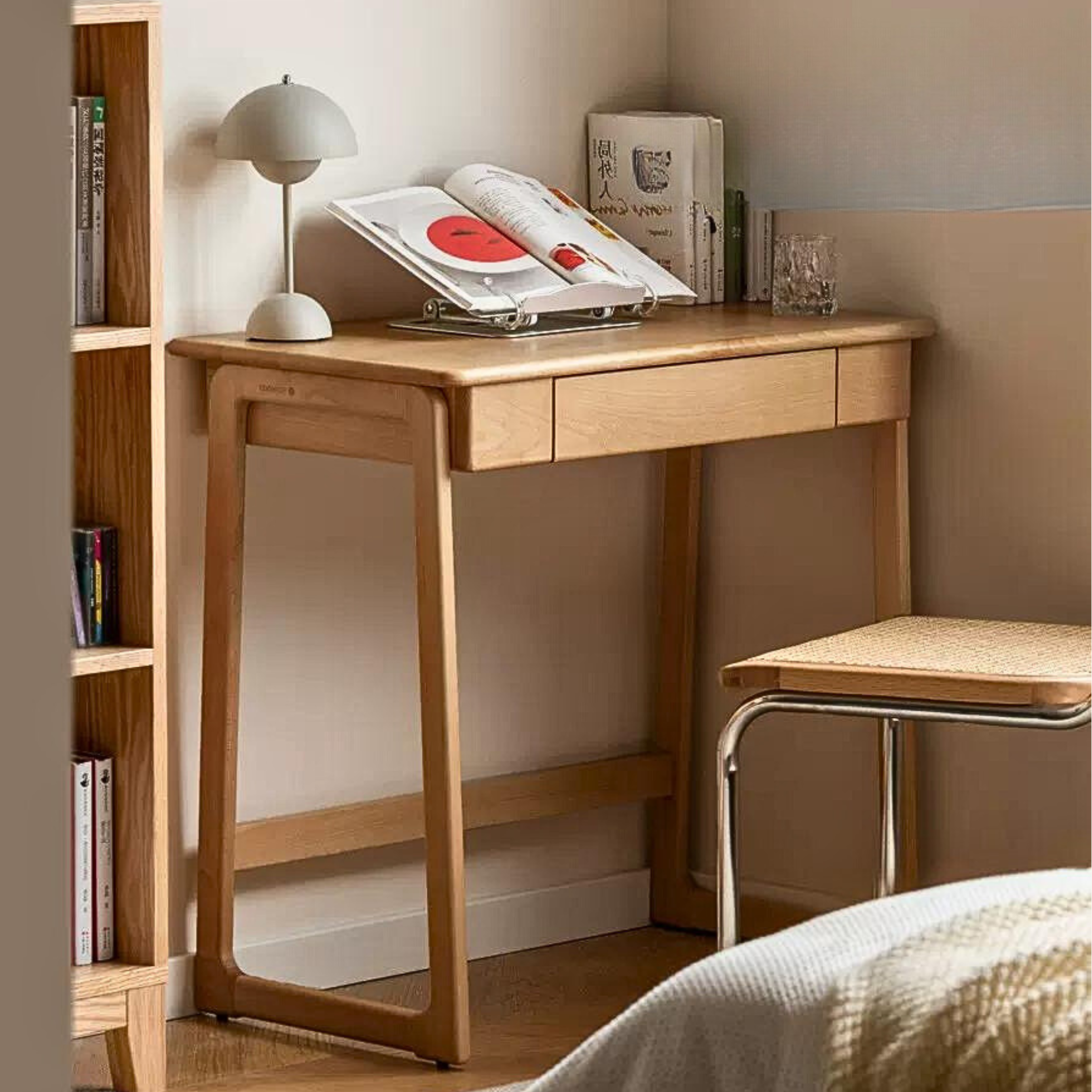 Solid Beech Wood Small Desk - Compact & Sturdy Home Office Desk for Study, Work, or Dorm Room - Perfect Workspace Solution for Small Spaces