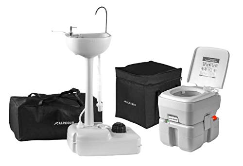 Alpcour Portable Toilet with Detachable Sink - Compact Camping Toilet for RV, Boat, Travel & Outdoor Adventures | Ideal for Emergency, Road Trips & Off-Grid Living