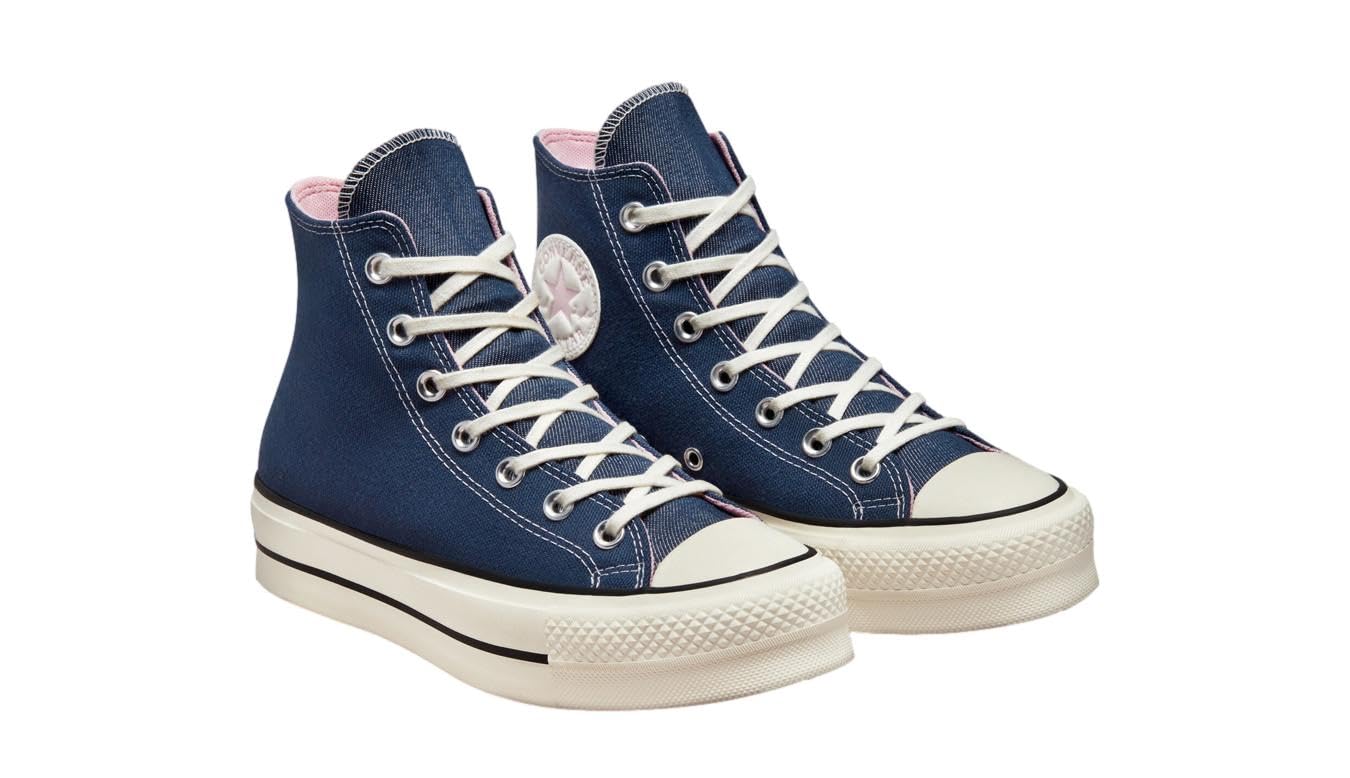 Converse Women's Chuck Taylor All Star Lift Sneakers - Navy Blue & Pink Size 8 | Comfortable Platform Shoes for Casual Wear, Street Style & Everyday Fashion