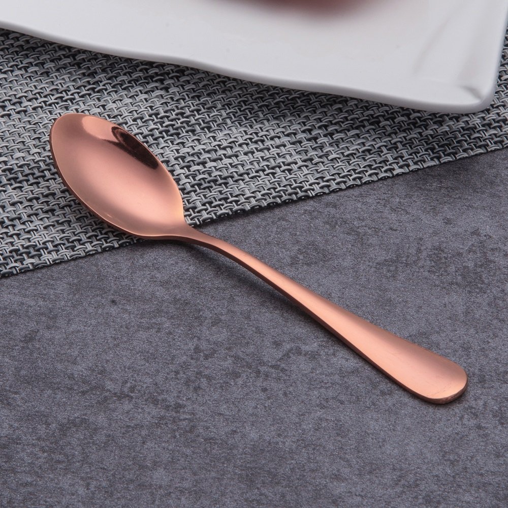 Berglander 20-Piece Rose Gold Silverware Set - Stainless Steel & Copper Flatware Cutlery, Service for 4 (Shiny Rose Gold) - Perfect for Dinner Parties, Weddings & Elegant Dining