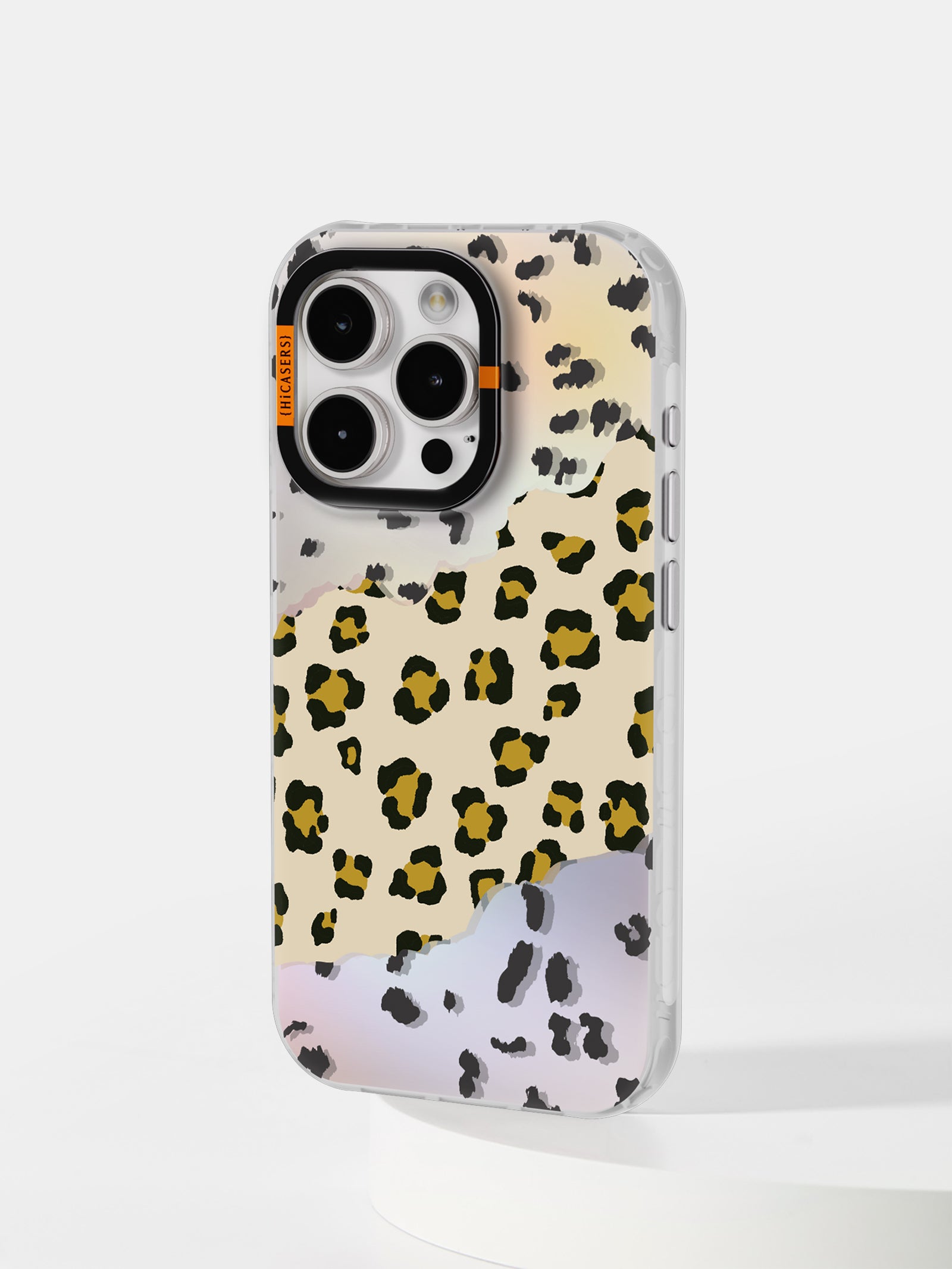 Leopard Print Collage Mirror Phone Case for iPhone & Samsung - Stylish & Protective Custard Design - Perfect for Selfies, Parties & Fashion Accessories