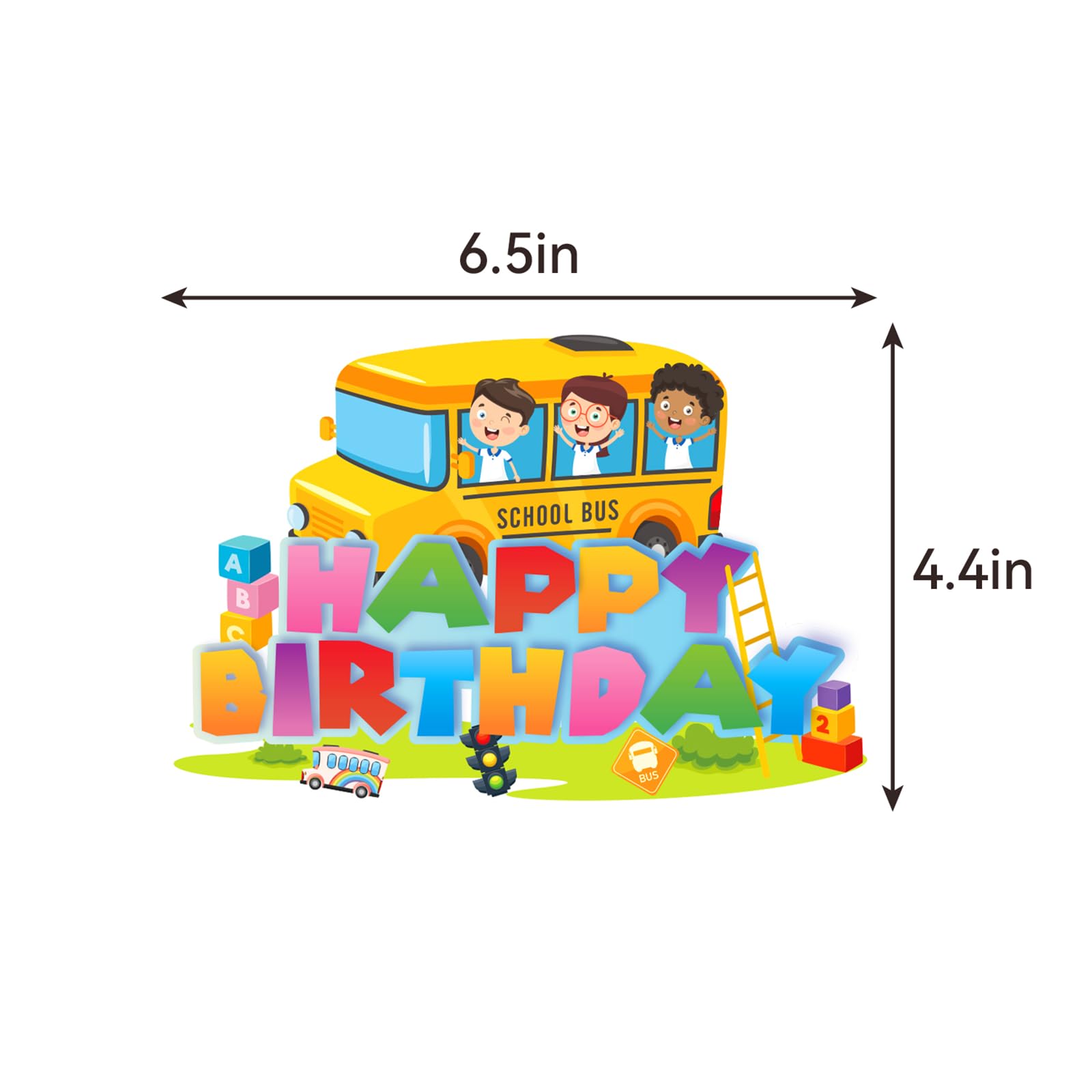 School Bus Birthday Party Decorations Set - Includes Happy Birthday Banner, Cake & Cupcake Toppers, Balloons - Perfect for School Bus Themed Parties, Back to School Celebrations & Kids Classroom Events