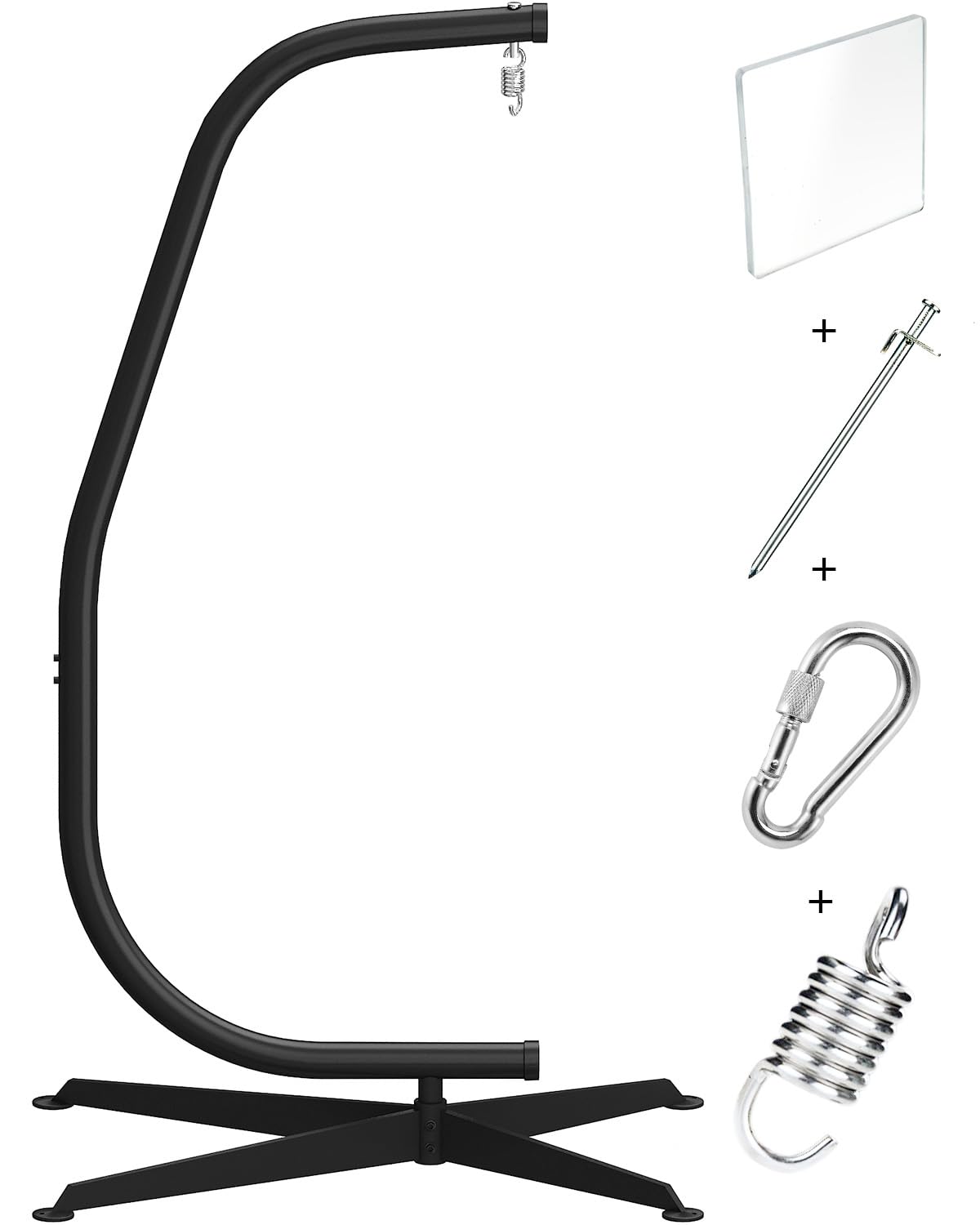 GREENSTELL Hammock Swing Stand - Heavy Duty C-Stand with Buckle & Spring Hook for Indoor/Outdoor Use - 330lbs Weight Capacity - Perfect for Backyard, Patio, Garden Relaxation