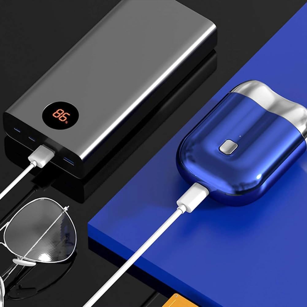 Jacooba Electric Razor for Men - 4D Floating Shaving Head, Dual Head Mini Travel Shaver, Waterproof & Portable for Precision Shaving - Perfect for Home, Office & Travel (Blue)