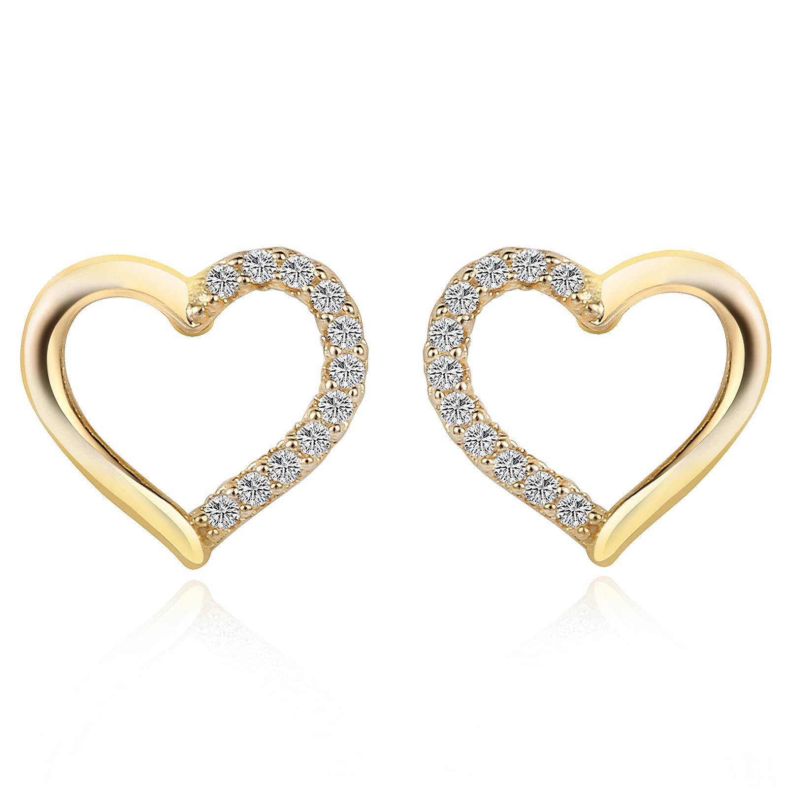 925 Sterling Silver Heart Stud Earrings with Sparkling Cubic Zirconia | Dainty Jewelry for Women | Perfect Birthday, Anniversary & Christmas Gift for Her | Everyday Wear & Special Occasions