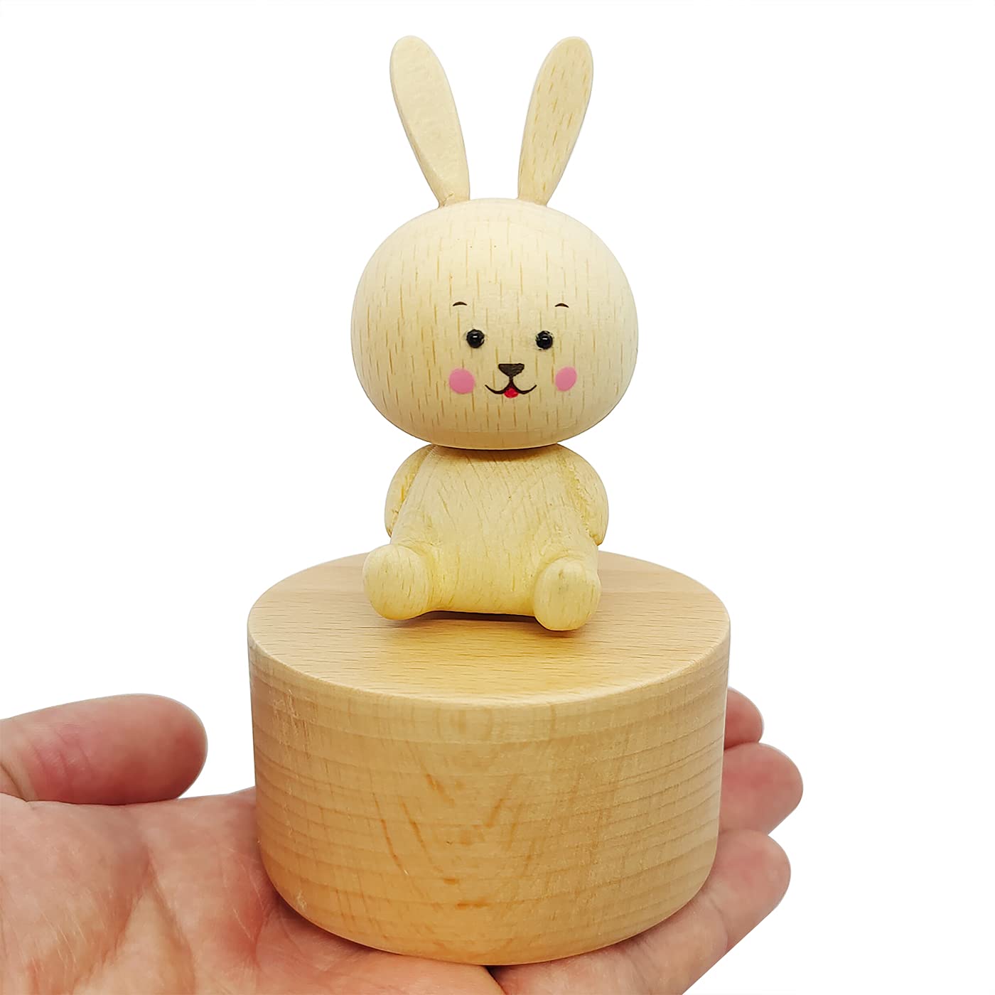 Adorable Mini Rabbit Wooden Music Box - Handcrafted Mechanical Musical Gift Plays 'Spirited Away' Melody - Perfect Birthday & Anniversary Present for Kids, Couples, Friends - Romantic Home Decor & Collectible Gift for Music Lovers