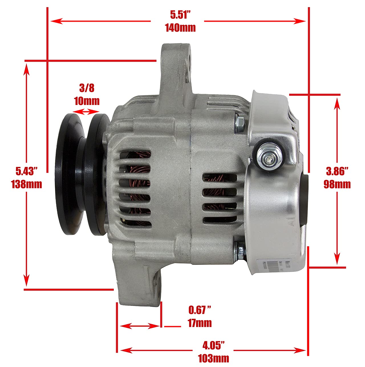 RAREELECTRICAL New Chevy Mini Alternator - Compatible with Denso Street Rod Race 93mm 60Amp 3-Wire - High Performance Replacement for Classic Cars & Hot Rods - Perfect for Racing, Custom Builds & Automotive Upgrades