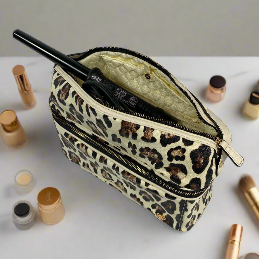 Stylish Cream Leopard Print Travel Bag for Women - Perfect for Weekend Getaways & Airplane Carry-On