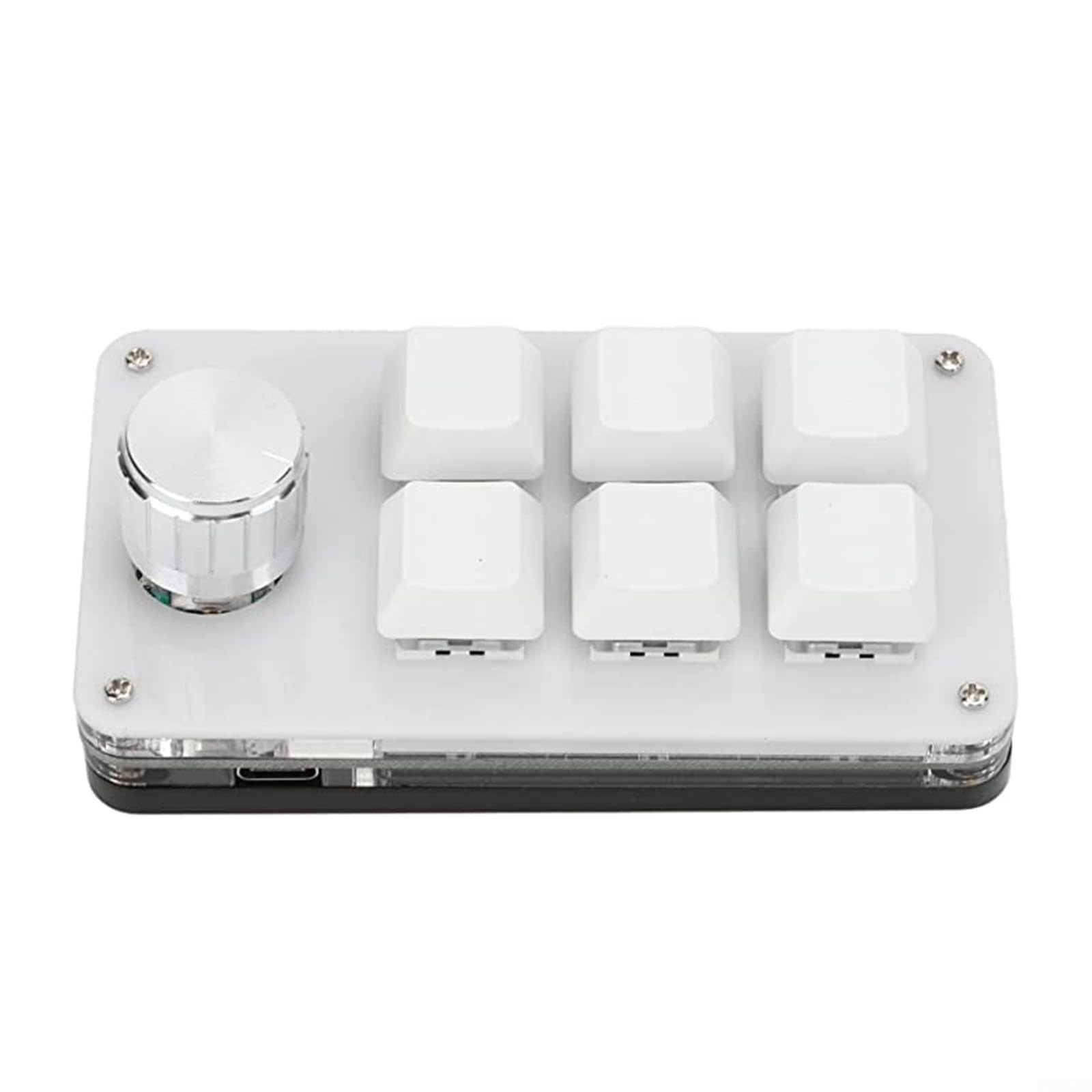 GOBIWM 6-Key Programmable Mechanical Keypad - Single Knob Customizable Macro Keyboard for PC Gaming & Office Work (White) - Perfect for Shortcuts, Streaming & Productivity