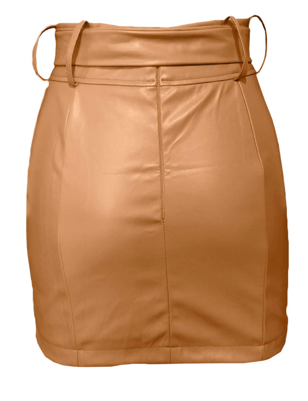 Stylish xxxiticat Women's High Waisted PU Mini Skirt with Side Split & Tie Belt - Faux Leather Pencil Skirt for Party, Club, and Night Out Outfits