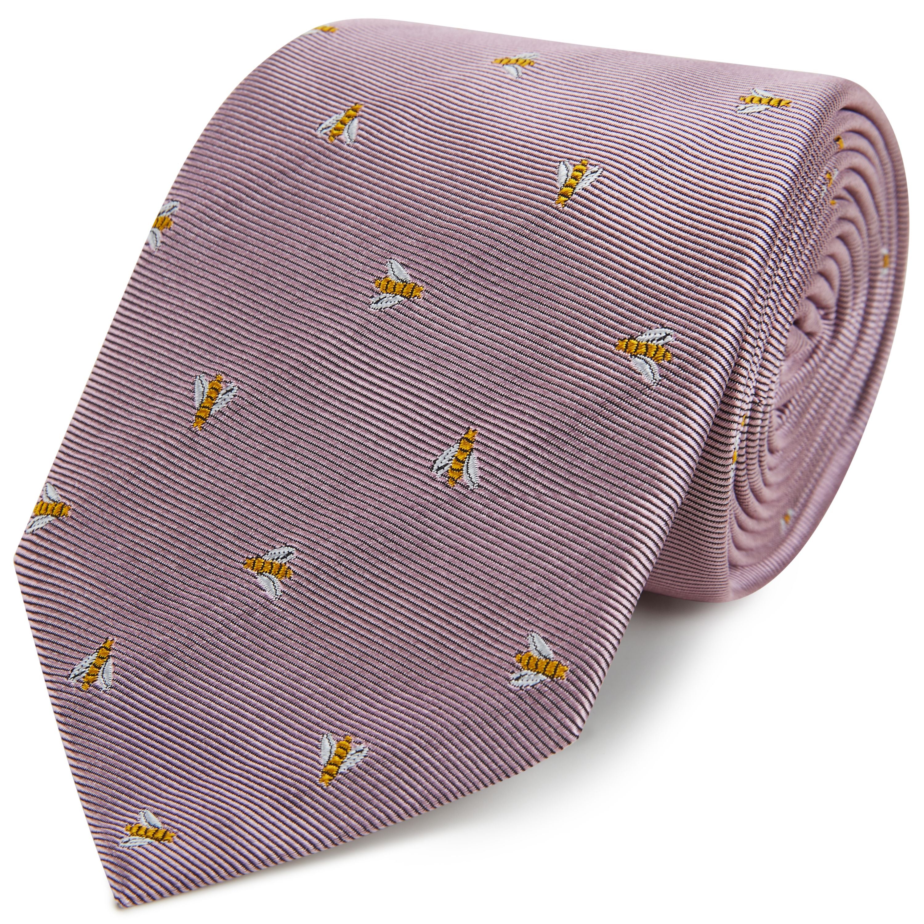Elegant Pale Pink Micro Bees Woven Silk Tie for Men - Perfect for Weddings, Business Meetings & Formal Occasions