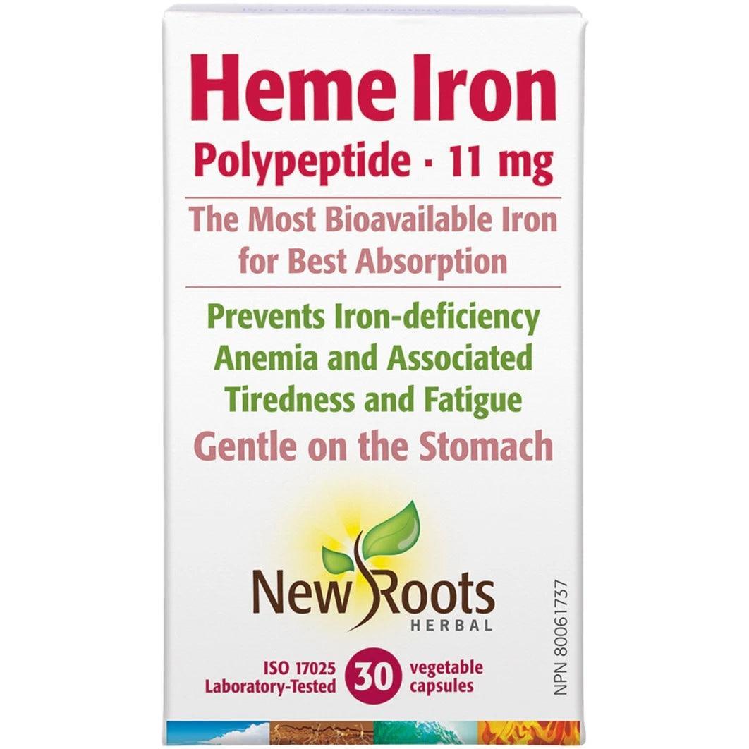 New Roots Heme Iron Polypeptide 11mg - 30 Vegetarian Capsules for Iron Deficiency & Energy Support - Vegan, Non-GMO Supplement for Women & Men - Supports Healthy Blood & Vitality