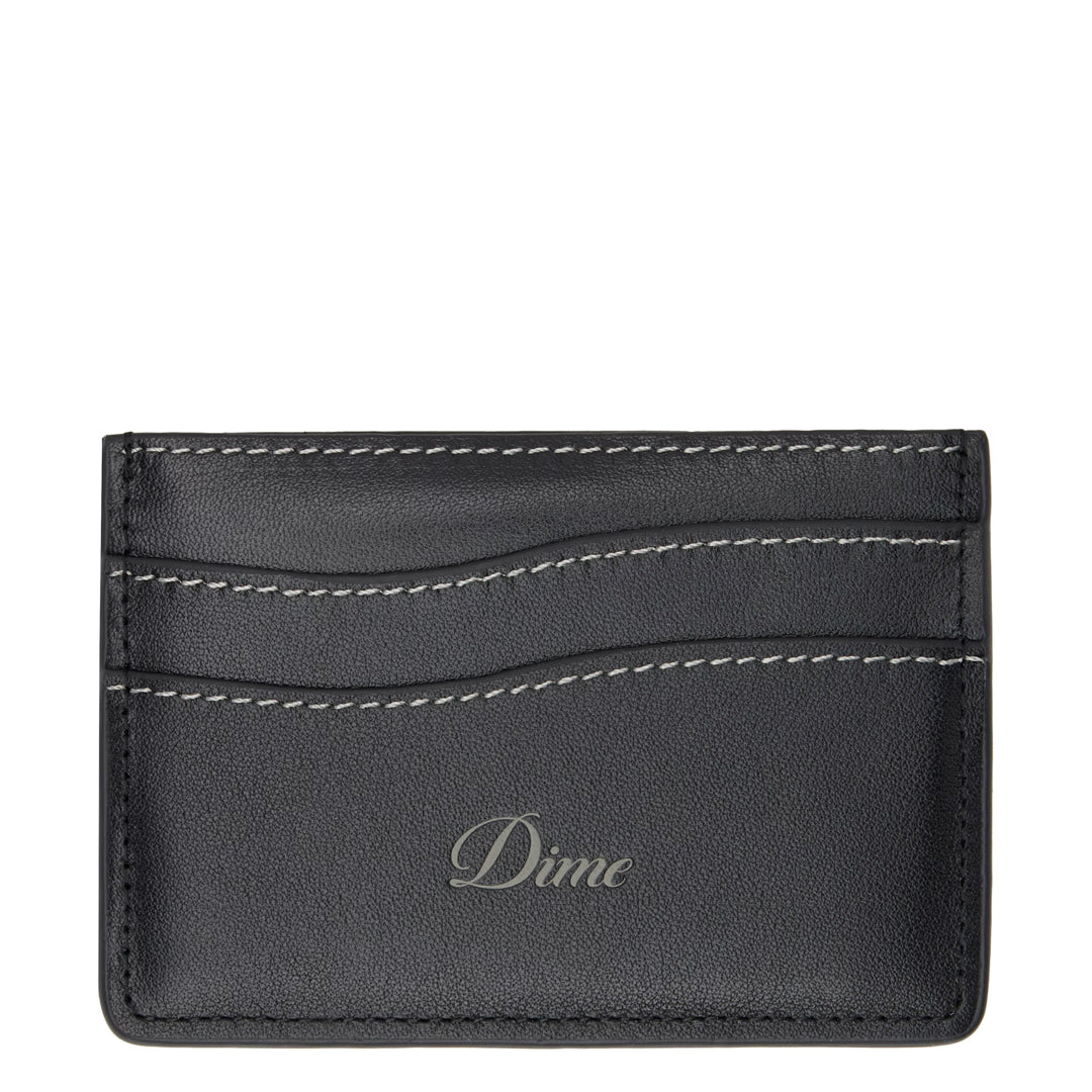 Elegant Black Cursive Cardholder - Slim RFID Blocking Leather Wallet for Women & Men - Perfect for Travel, Business, and Everyday Use