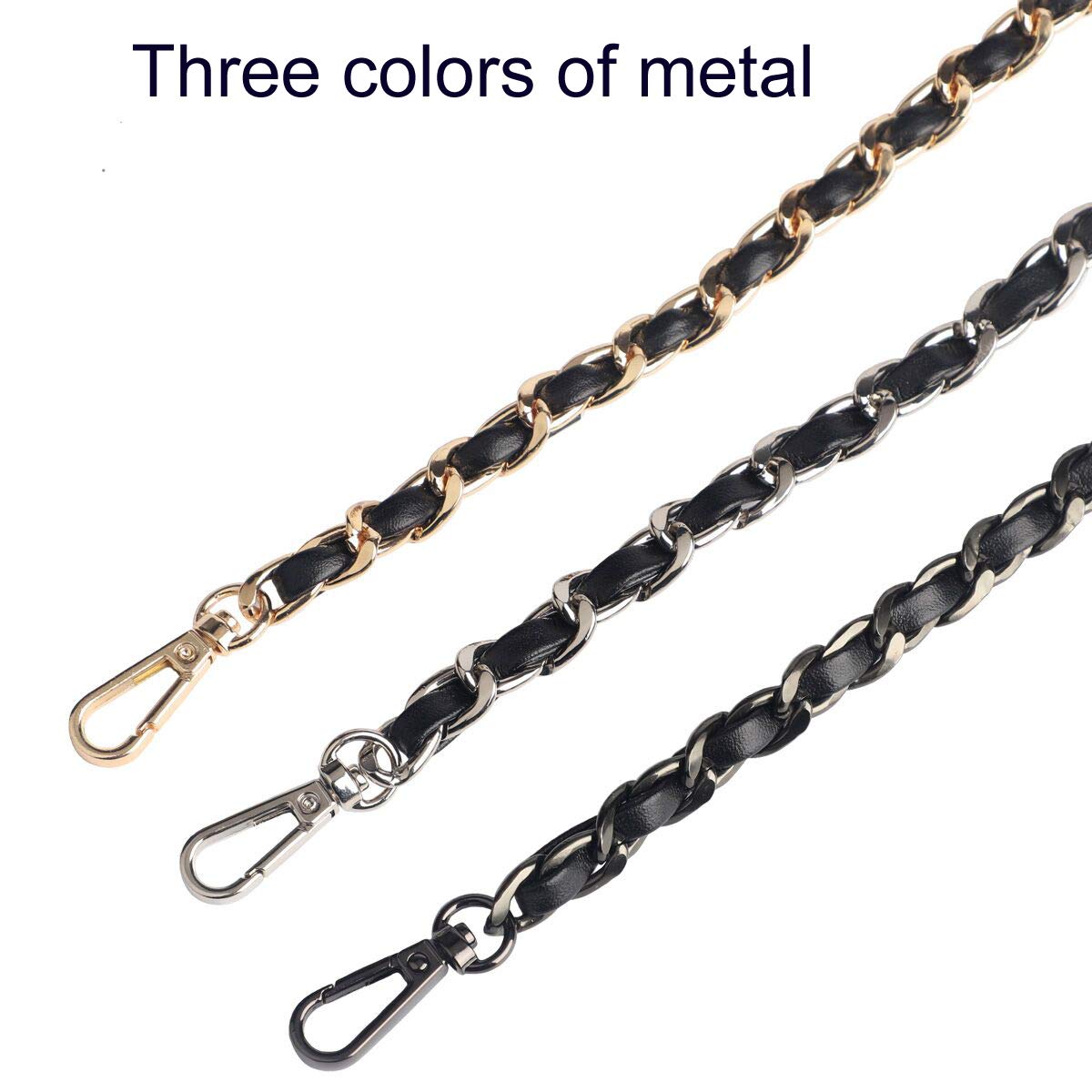 BEAULEGAN Leather Purse Strap Replacement - 130cm Adjustable Crossbody & Shoulder Bag Chain Strap in Black Gunmetal | Perfect for Handbags, Totes & Boho Fashion Accessories
