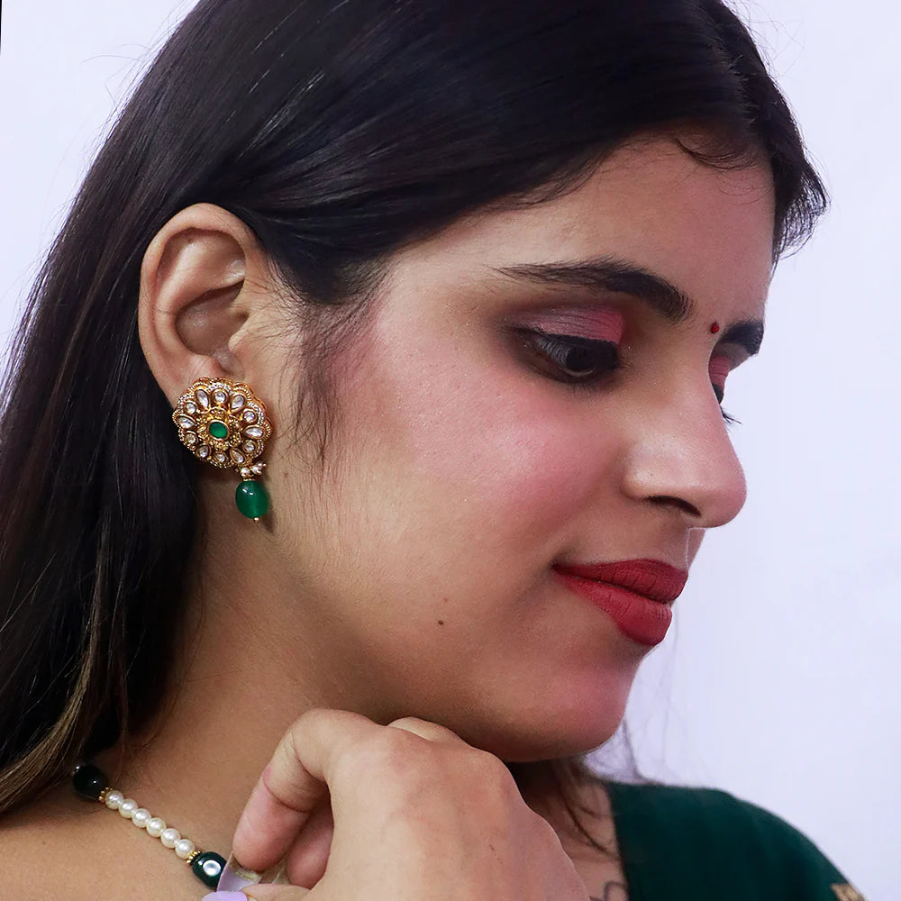 Elegant Designer Gold Plated Royal Kundan Pendant Set (D548) - Perfect for Weddings, Parties & Special Occasions