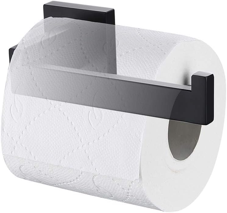 Stainless Steel Toilet Paper Roll Holder - 304 Grade Wall Mount Tissue Stand for Bathroom & Kitchen - Matte Black Home Accessory for Modern Decor