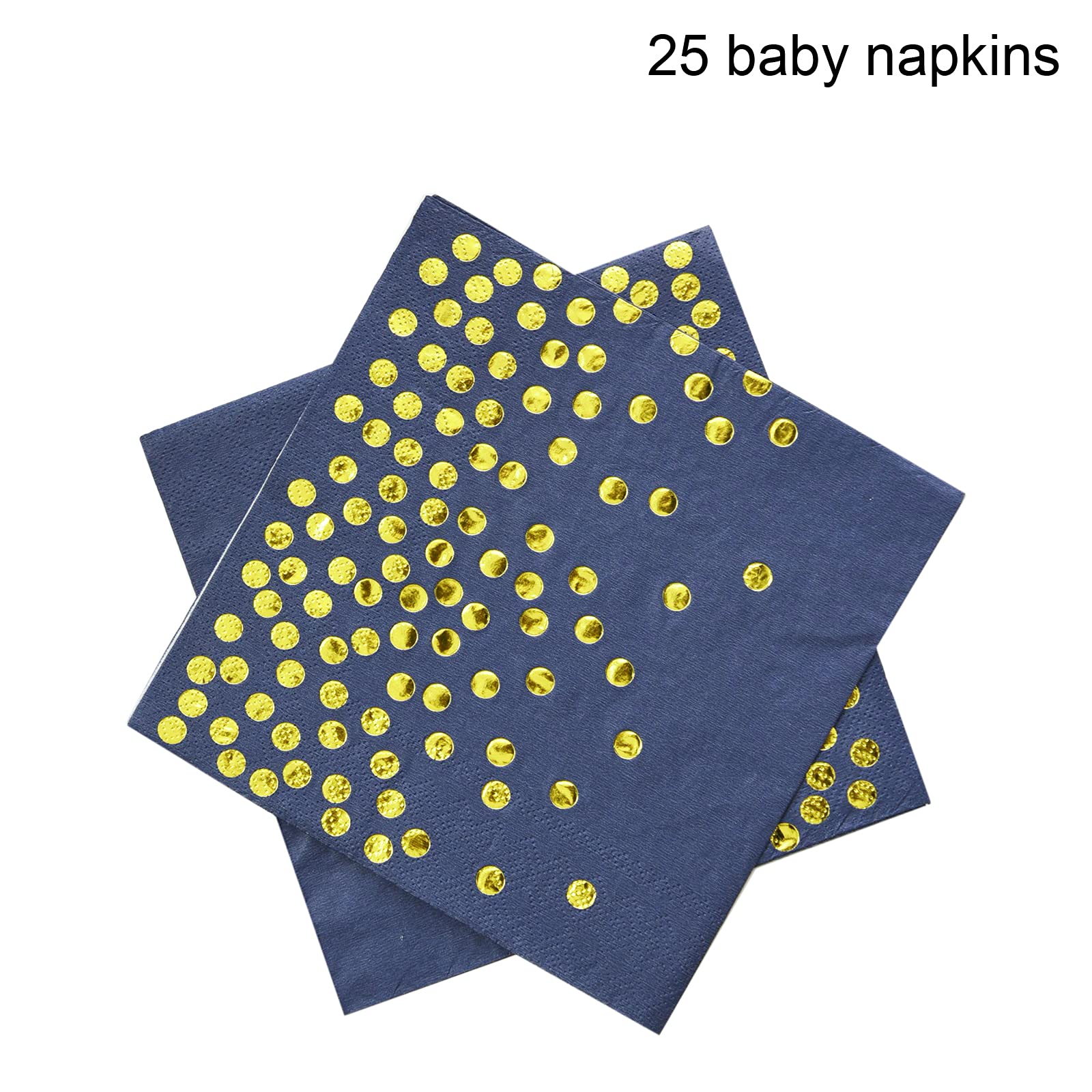 200-Piece Disposable Tableware Set for 25 Guests - Elegant Dark Blue & Gold Dot Paper Plates, Cutlery & Cups - Complete Dinnerware Kit for Birthday Parties, Picnics & Catering Events