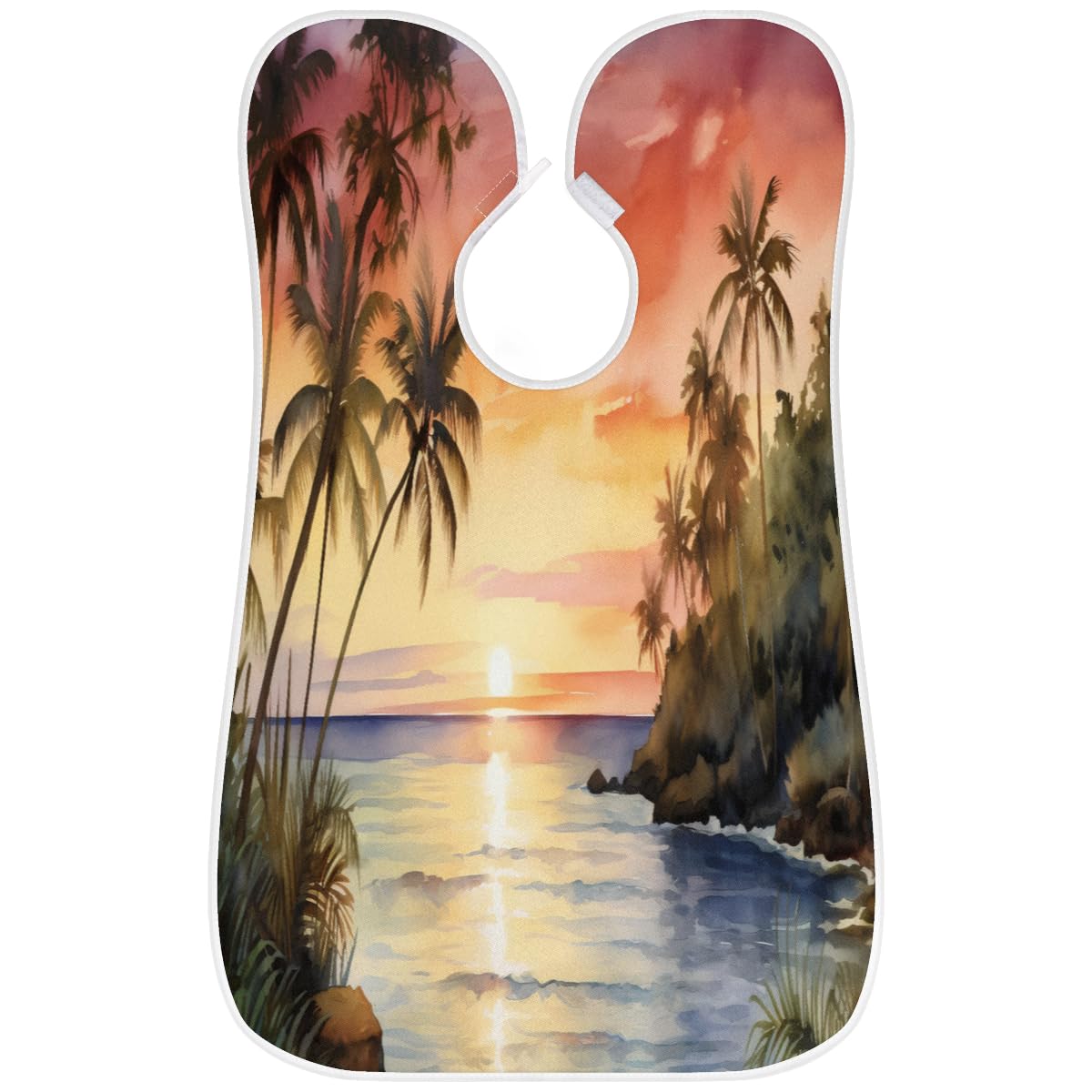 Men's Sunset Summer Beach Beard Shaving Bib - Waterproof Hair Dye Apron for Barbers & Stylists - Sink Hair Catcher for Beard Trimming & Lineup - Perfect Gift for Grooming Enthusiasts (Great for Home Salon, Barber Shops & DIY Hair Coloring)