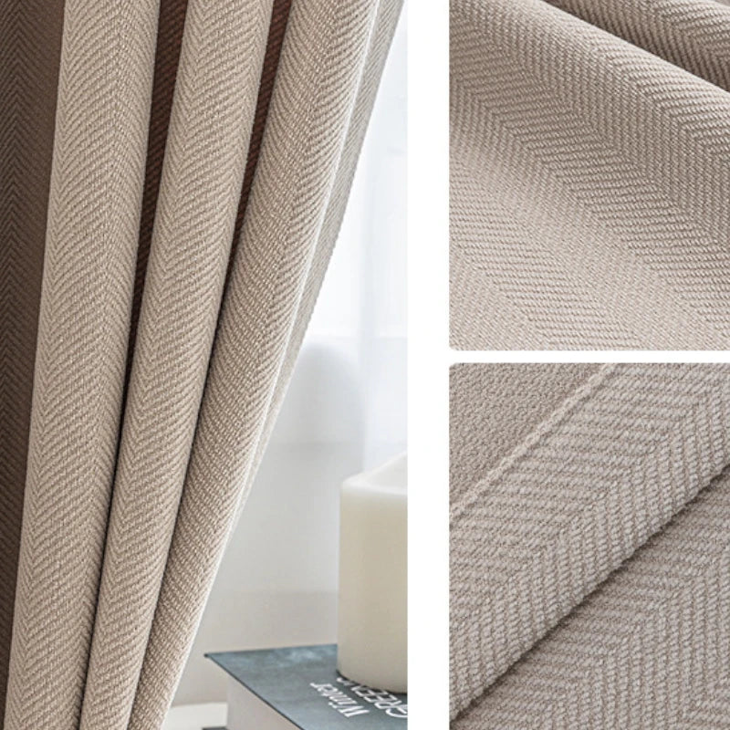 Sophia Plush Herringbone Blackout Curtains for Bedroom - Thermal Insulated Noise Reducing Window Drapes with Custom Sizes, Perfect for Nursery, Living Room & Home Theater
