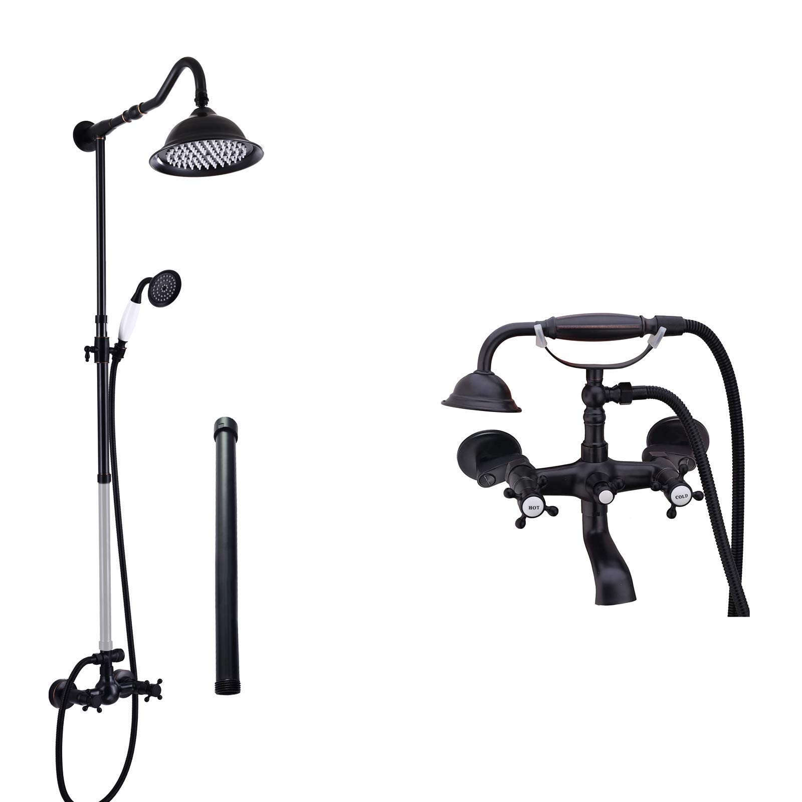 Aolemi Oil Rubbed Bronze Shower Faucet Set - Matching Clawfoot Bathtub Faucet with Hand Shower for Vintage Bathroom Decor - Perfect for Spa, Luxury Bath & Shower Experience
