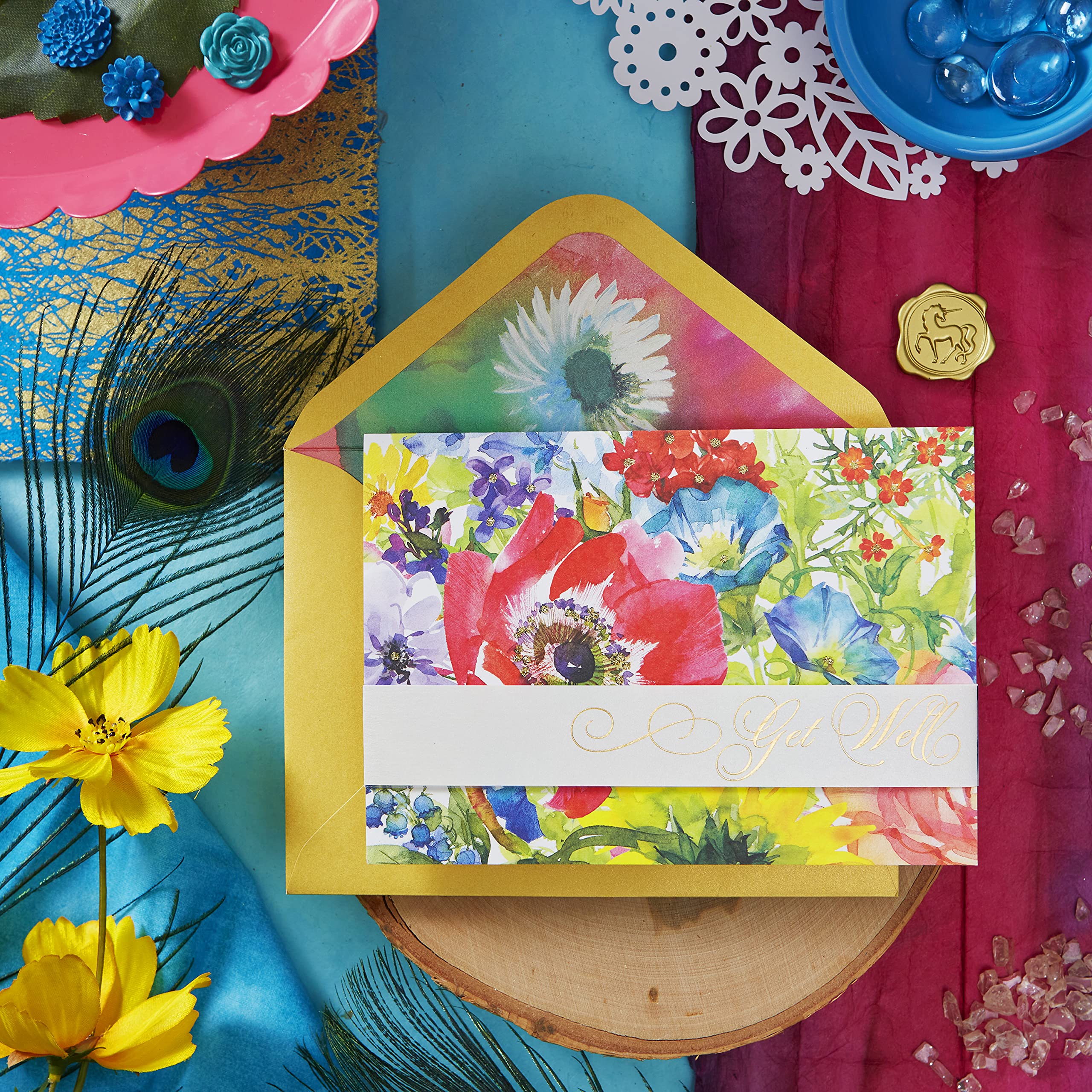 Beautiful Get Well Soon Flowers Card - Thoughtful Sympathy & Recovery Greeting Card for Friends & Family - Perfect for Hospital Visits, Cheering Up Loved Ones