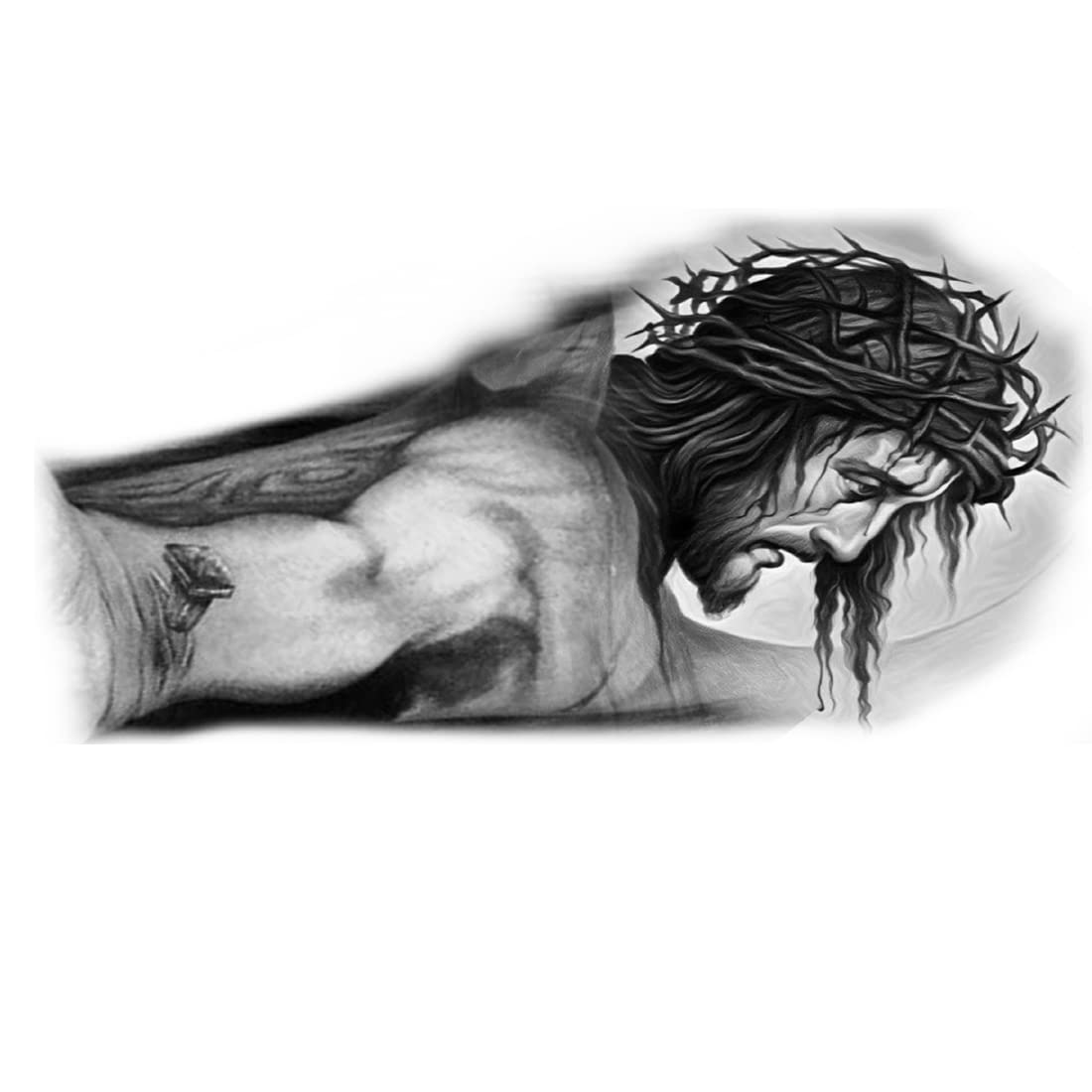Jesus BW New Tattoo Design - Waterproof Temporary Tattoos for Men & Women - Perfect for Parties, Festivals, and Body Art Enthusiasts