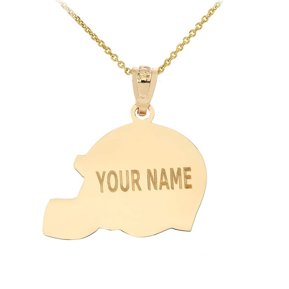 Custom 10k Yellow Gold Football Helmet Charm Necklace - Personalized with Name & Number - Perfect Gift for Athletes, Sports Fans & Coaches - Game Day Jewelry & Team Spirit Accessory