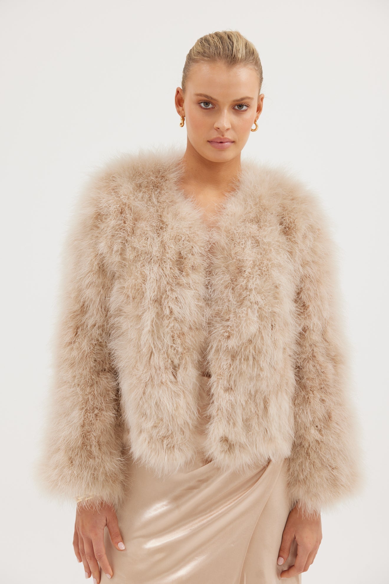 Scarlett Champagne Jacket for Women - Medium & Large Sizes - Elegant Outerwear for Parties, Weddings & Special Occasions