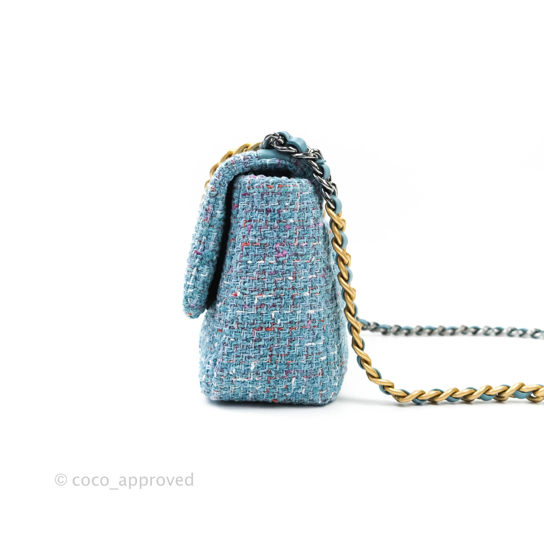 Chanel 19 Small Flap Bag in Blue Tweed with Mixed Hardware - Luxury Designer Handbag for Women, Perfect for Parties, Date Nights & Special Occasions