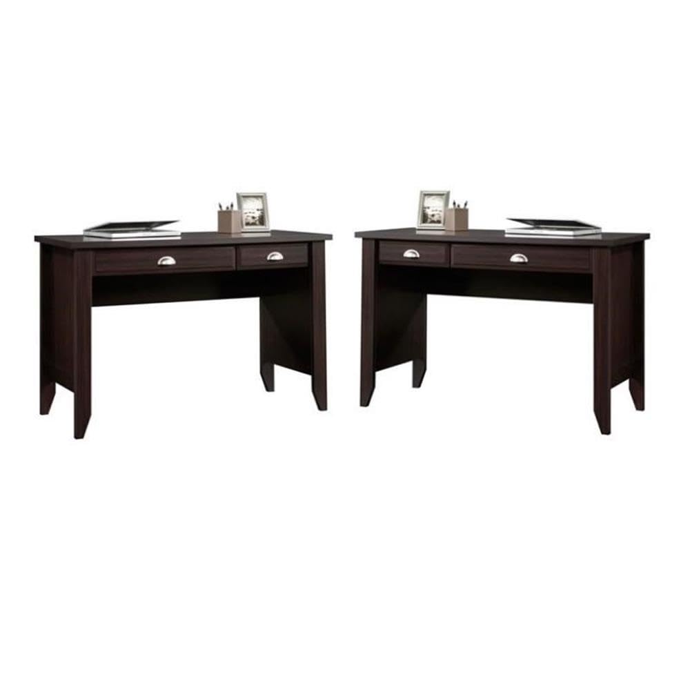 Modern Wood Computer Desk Set - 2 Piece Home Office Furniture in Jamocha Wood for Small Spaces & Home Offices