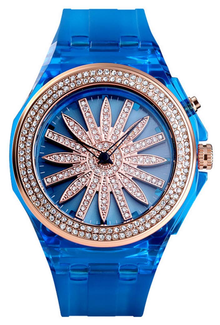 MASTOP Starry Sky Flower Quartz Watch for Women & Men - Crystal Dial with LED Backlight, Waterproof Resin Strap - Perfect for Casual Wear, Date Night & Gift Giving