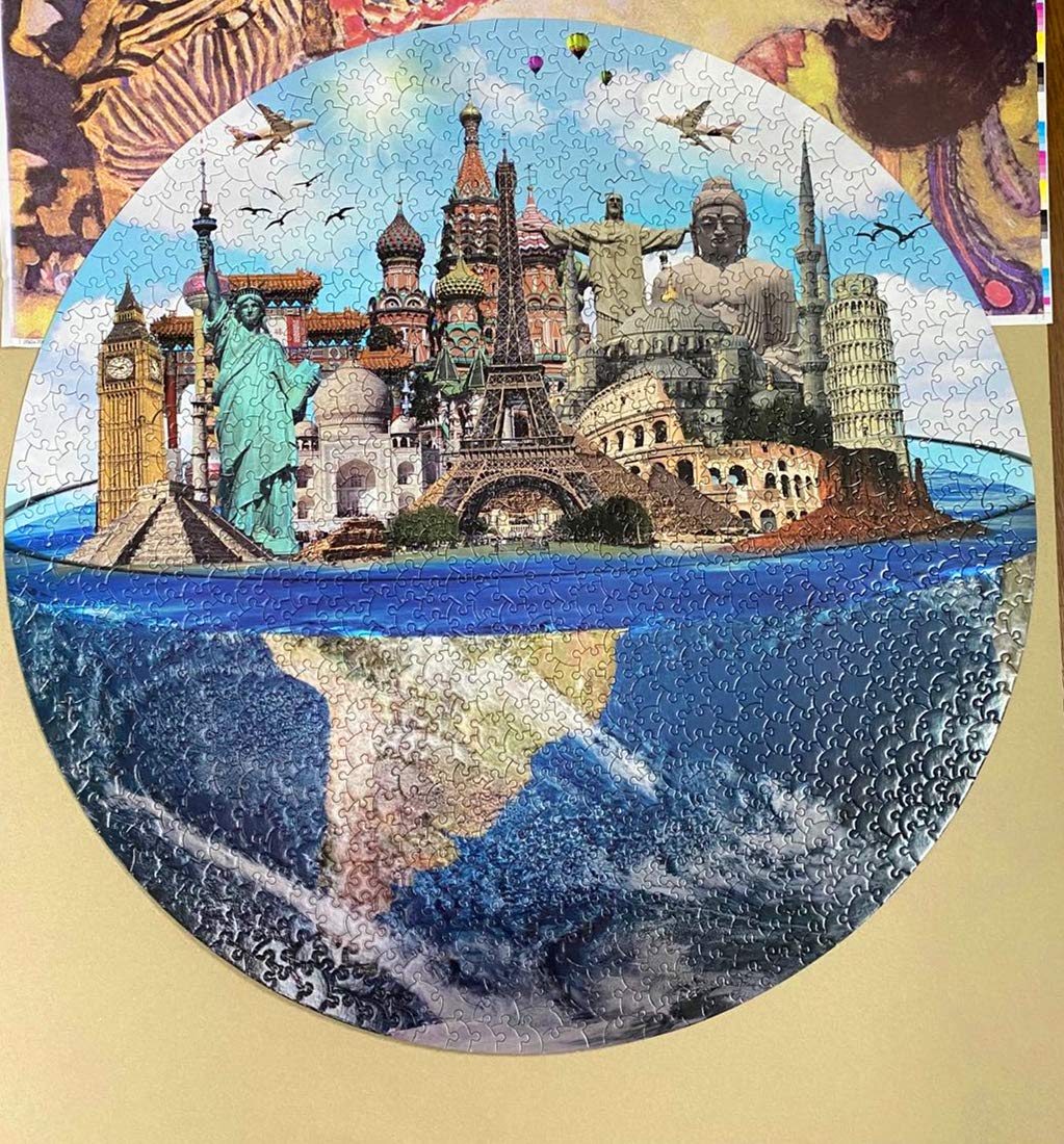 1000 Piece Jigsaw Puzzles for Adults - Christmas Joy Scenes & Famous Landmarks - Premium Round Art Puzzle (908 Iconic Places) - Perfect for Holiday Gifts, Family Bonding & Stress Relief