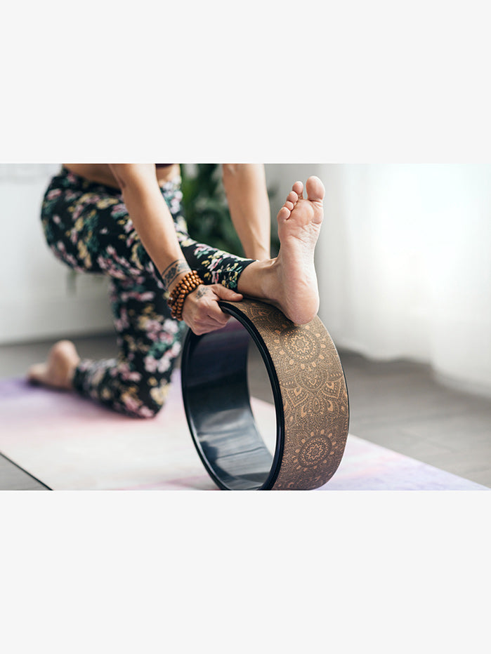 Yoga Design Lab Yoga Wheel for Back Pain Relief & Flexibility - Mandala Black - Perfect for Yoga, Pilates & Stretching Exercises at Home or Studio