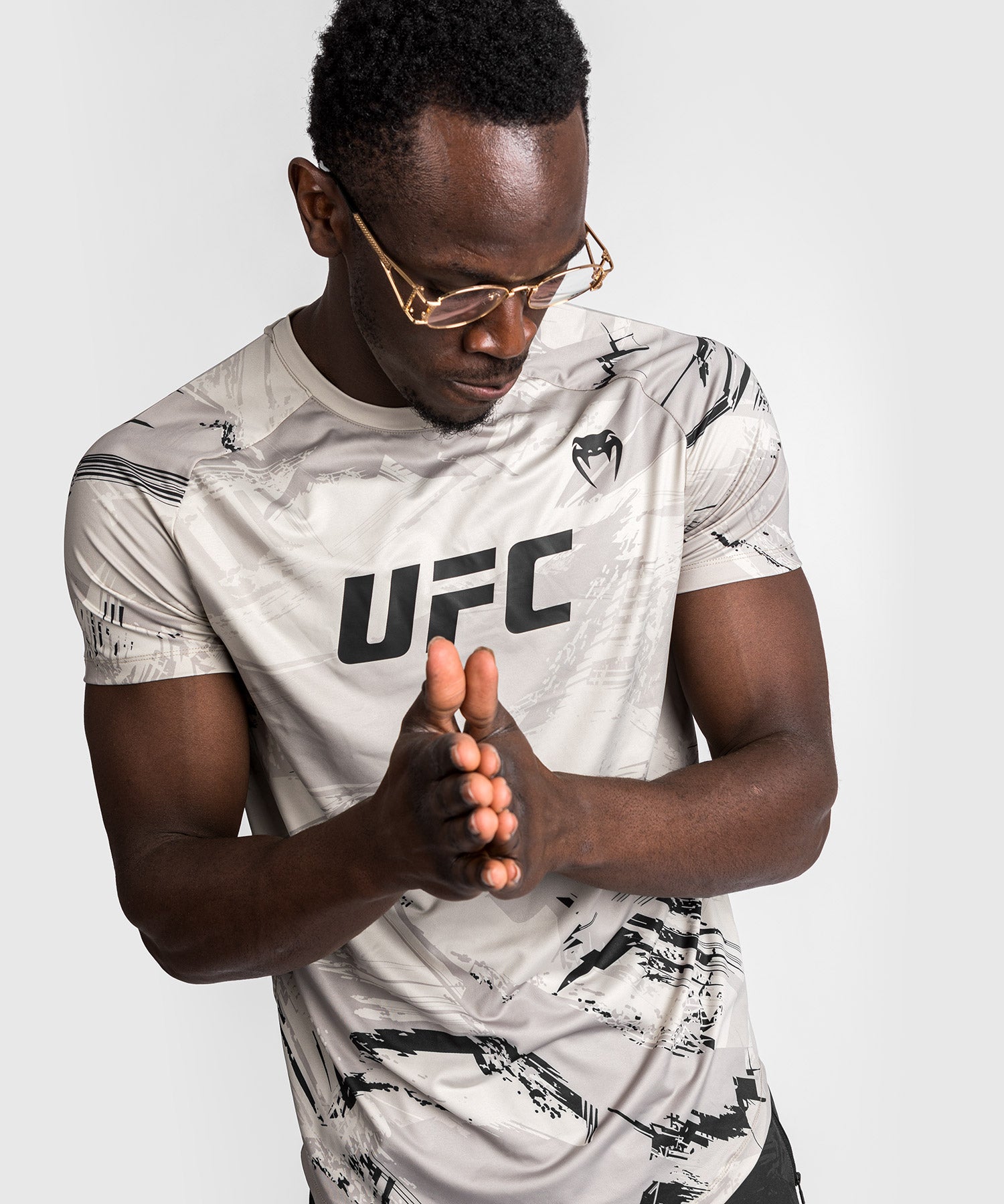 UFC Venum Authentic Fight Week 2.0 Men's Dry Tech Performance T-Shirt - Moisture Wicking & Breathable - Sand Color - Perfect for MMA Training, Gym Workouts & Casual Wear