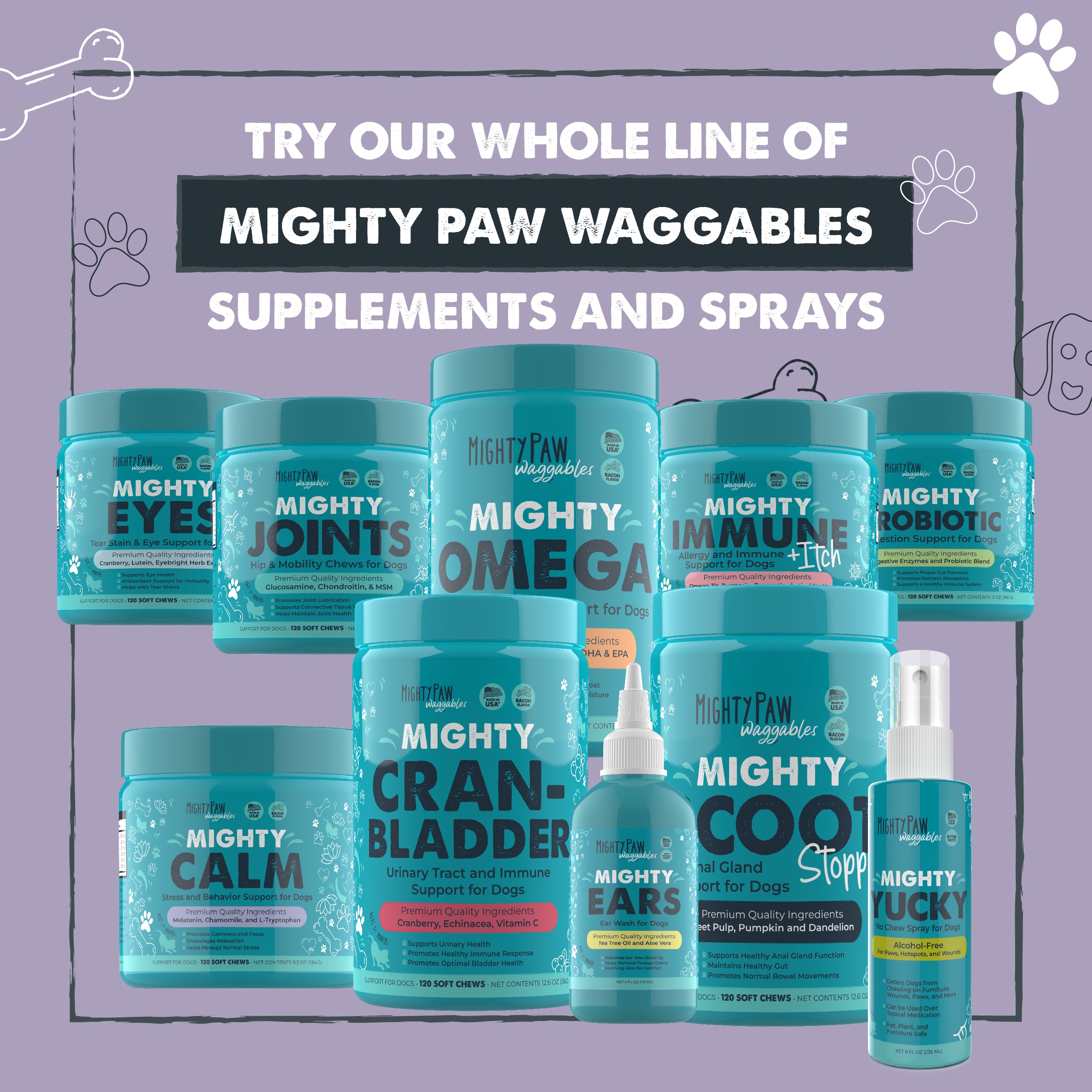 Mighty Calm: Stress & Behavior Support Supplement for Dogs & Cats – Natural Calming Aid for Anxiety, Hyperactivity & Aggression | Perfect for Travel, Vet Visits & Thunderstorms