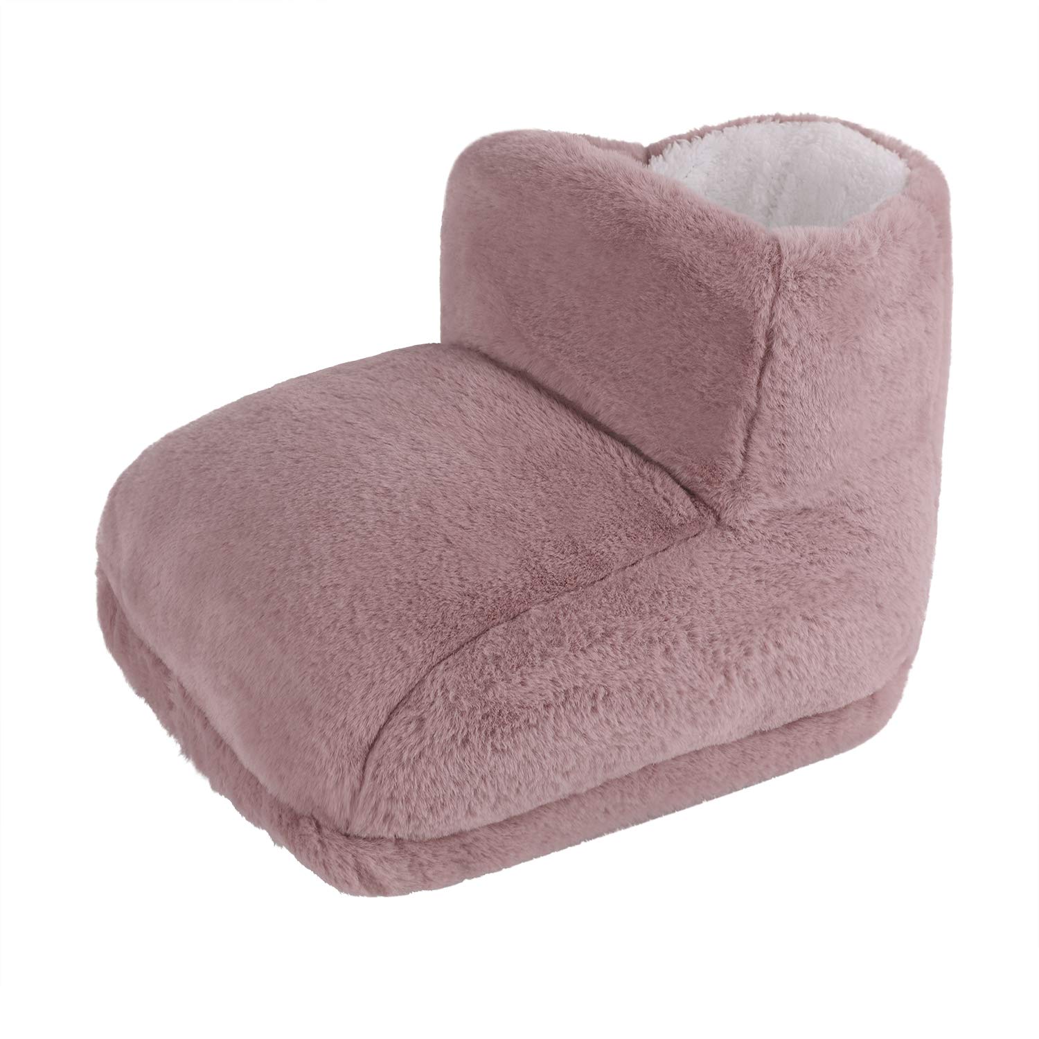 Rechargeable USB Electric Foot Warmer Boots - Fast Heating Plush Foot Muff with Large Pocket for Winter, Home & Office Use - Dark Pink Heated Slippers for Cold Weather, Heat Therapy & Cozy Comfort (Perfect for Work, Travel & Relaxation)