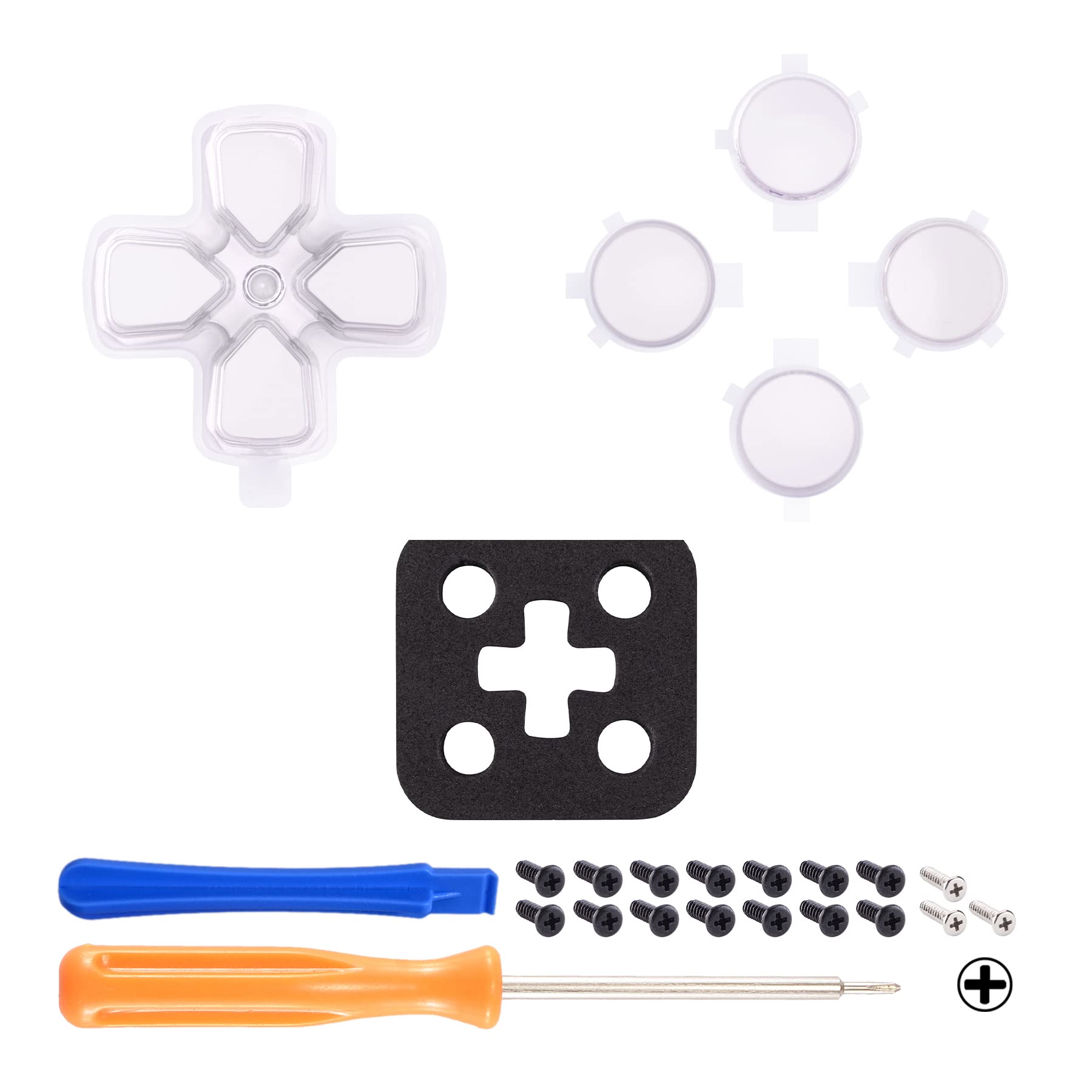 eXtremeRate White & Clear Custom D-Pad & Action Buttons Replacement for PS5 Controller - Enhanced Gaming Performance for FPS, Racing & Fighting Games - Ideal for Competitive Gaming, Long Play Sessions & Esports Tournaments - Perfect for PS5, PC & Streaming Setups