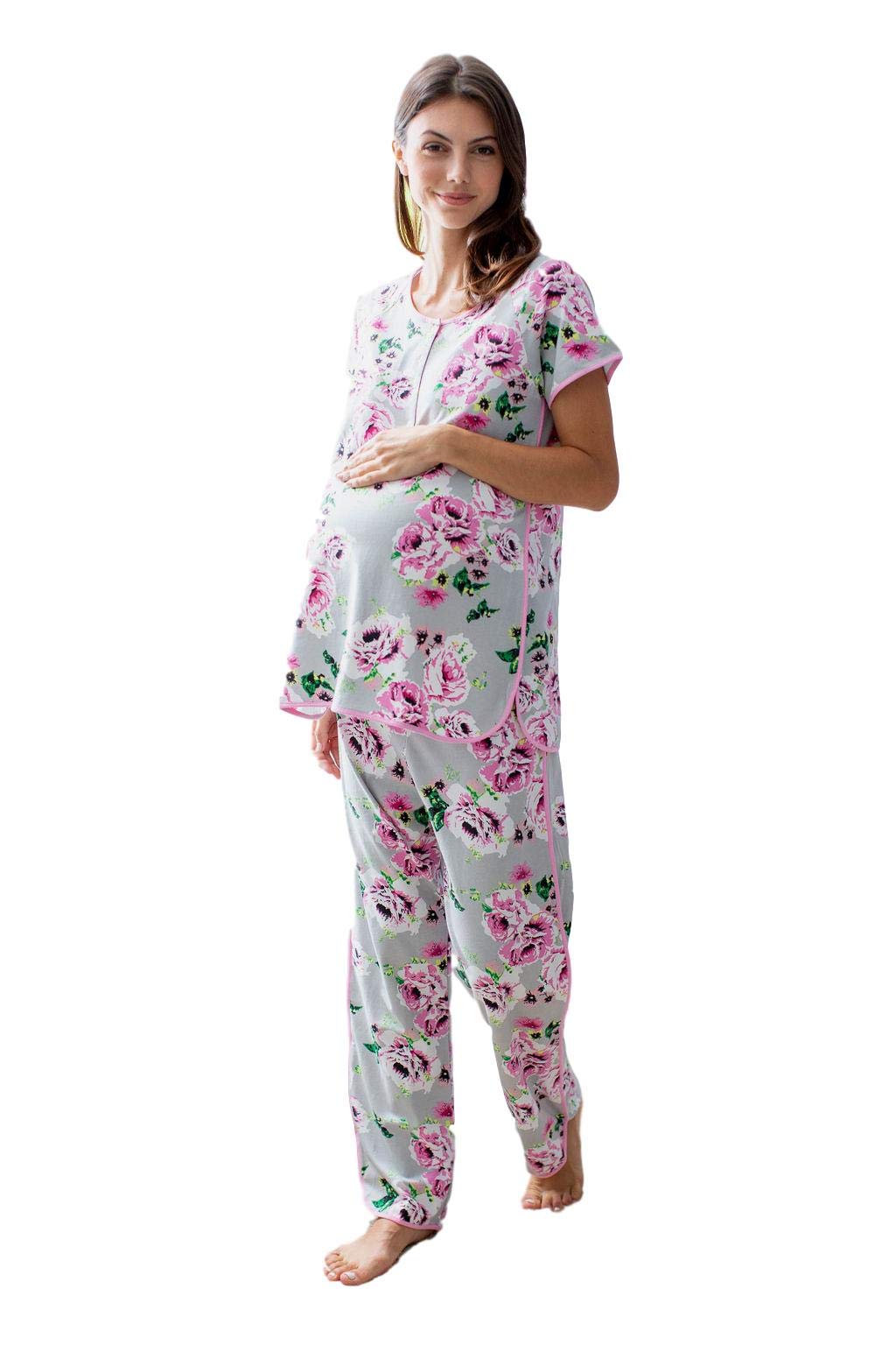 Baby Be Mine Maternity & Nursing Pajama Set - Soft Comfortable Sleepwear for Pregnant & Breastfeeding Moms - Perfect for Nighttime Nursing & Relaxation
