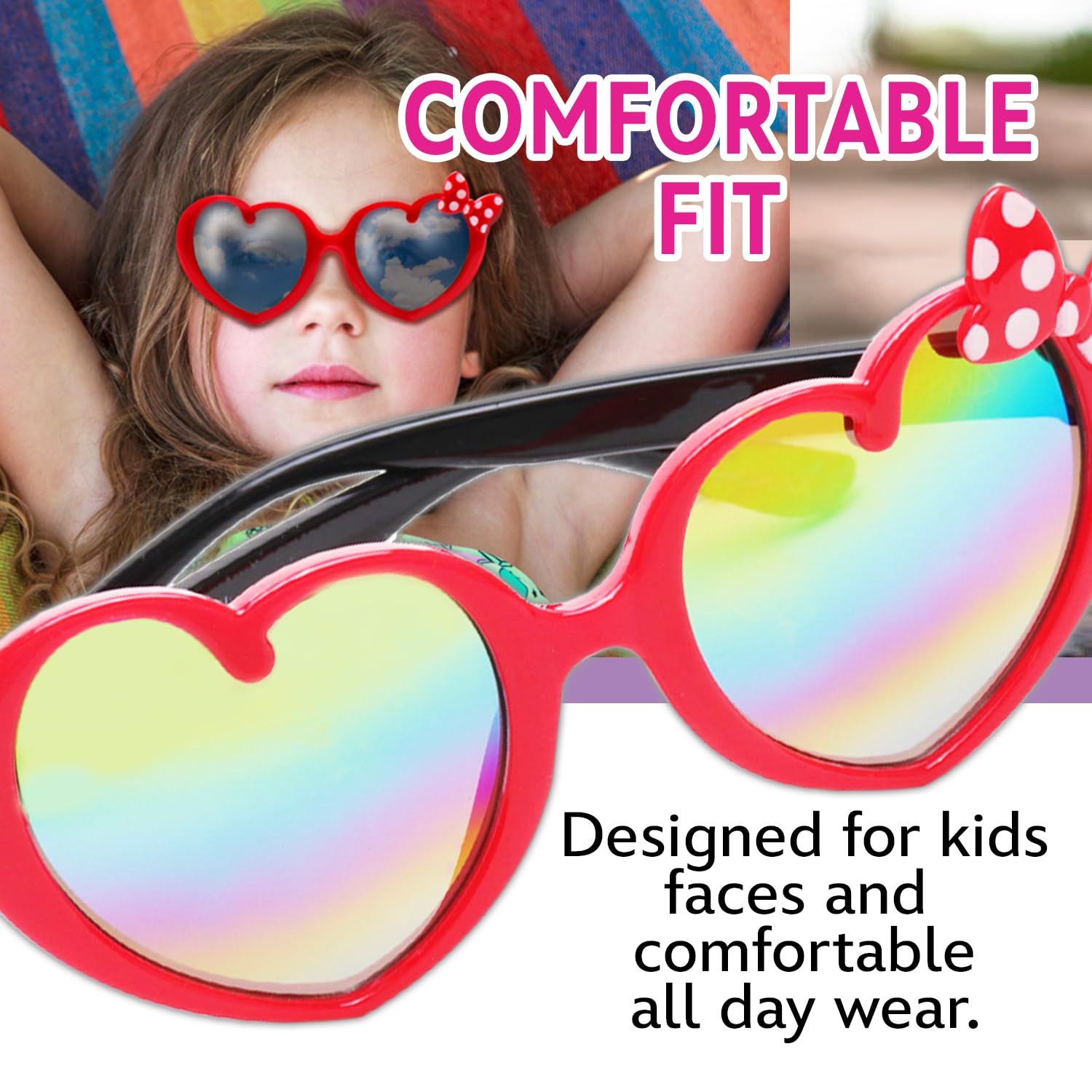 Minnie Mouse Sunglasses for Toddler Girls with Soft Case - UV Protection Disney Sunglasses for Kids - Perfect for Disney World Trips, Beach Outings & Summer Vacation Accessories