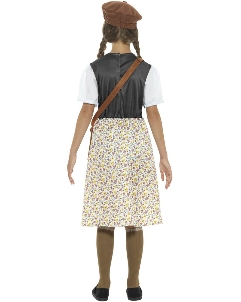 1940s Vintage School Girl Evacuee Costume for Girls - WWII Historical Reenactment & Halloween Dress Up