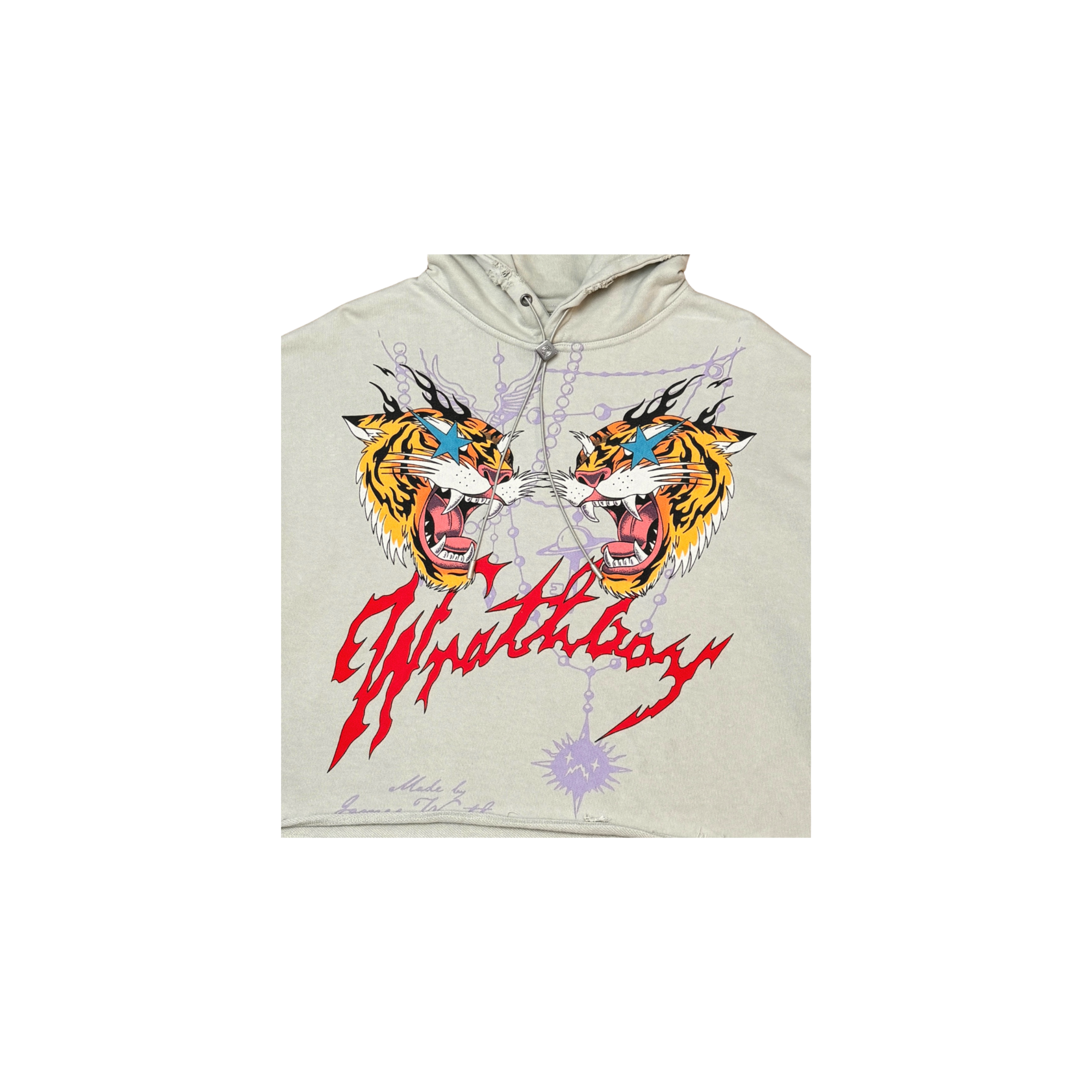 Chaos Cropped Hoodie for Women - Soft Grey Pullover Sweatshirt for Casual Wear, Street Style & Loungewear
