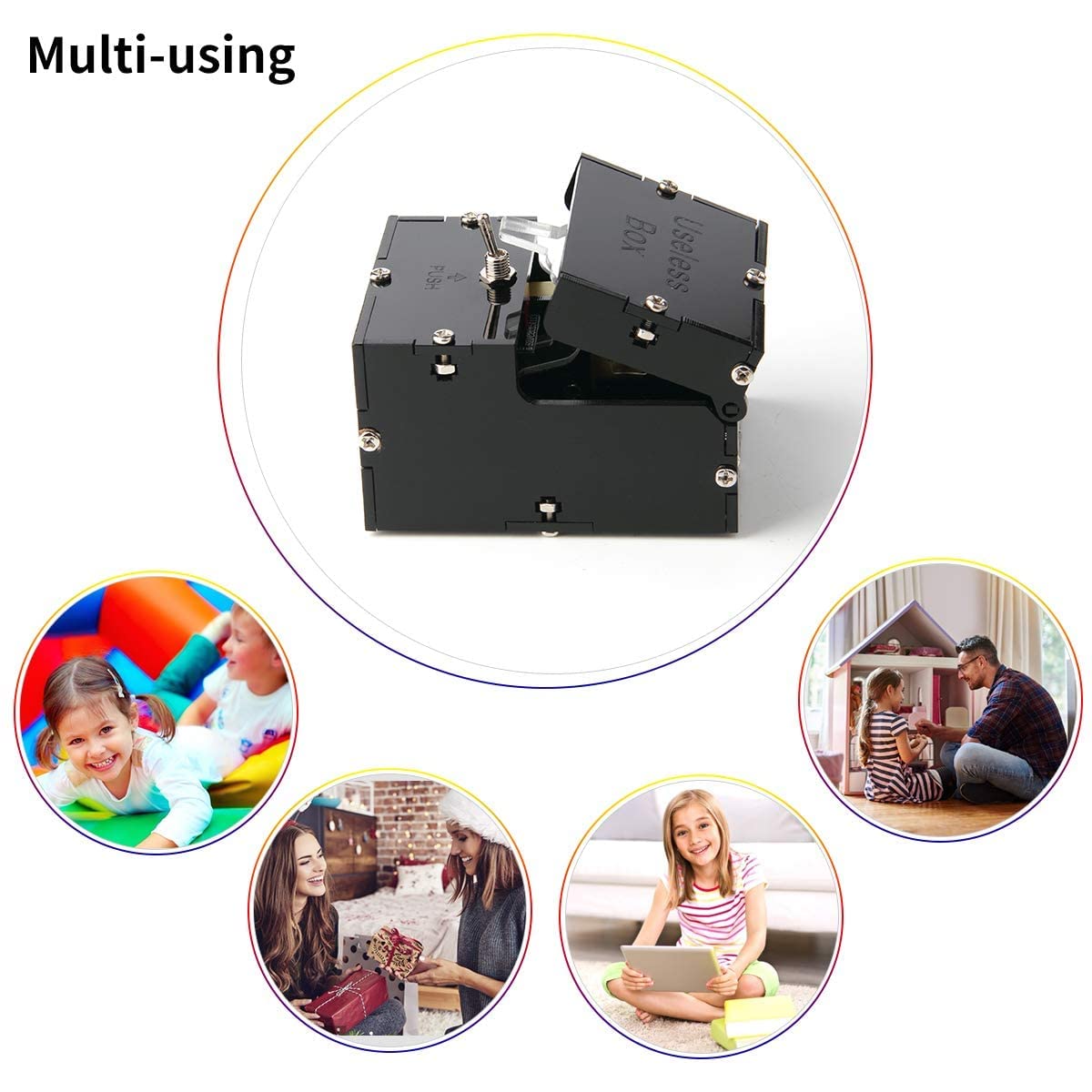 Mini Useless Box - Fully Assembled Fun Toy for Birthday & Party Gifts | Stress Relief & Office Desk Entertainment (Black)