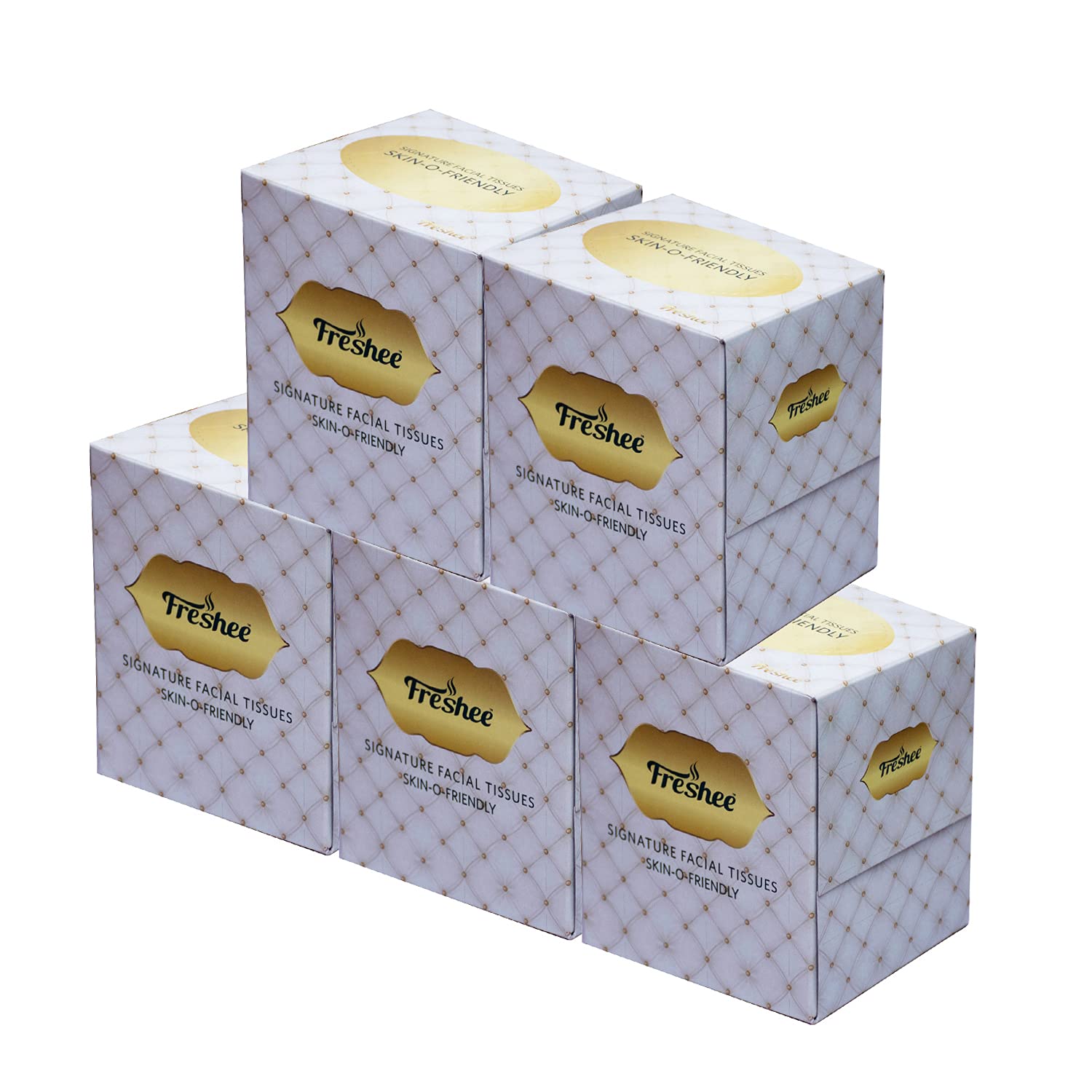 Freshee 2-Ply Soft Facial Tissues - 80 Count Cube Box (Pack of 5) | Pop-Up Tissues for Home, Car, Office & Shop | Gentle Disposable Tissues for Daily Use, Travel & On-The-Go
