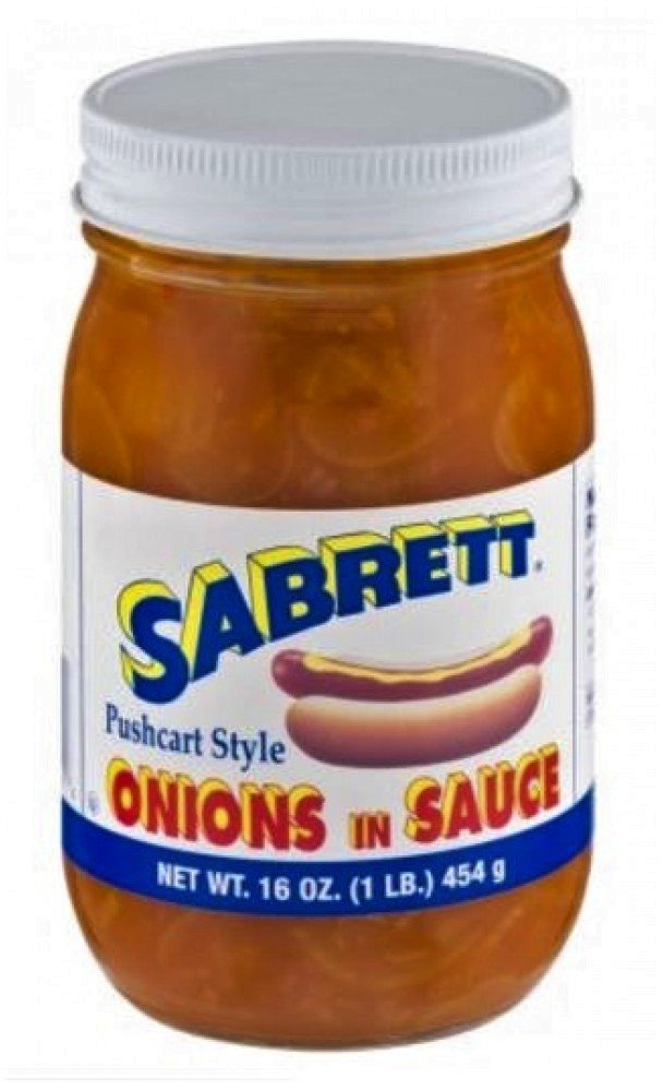 Sabrett Pushcart Style Onions in Sauce - 16 oz (4 Jars) | Hot Dog Toppings, Burgers & Sandwiches | New York Street Food Flavor