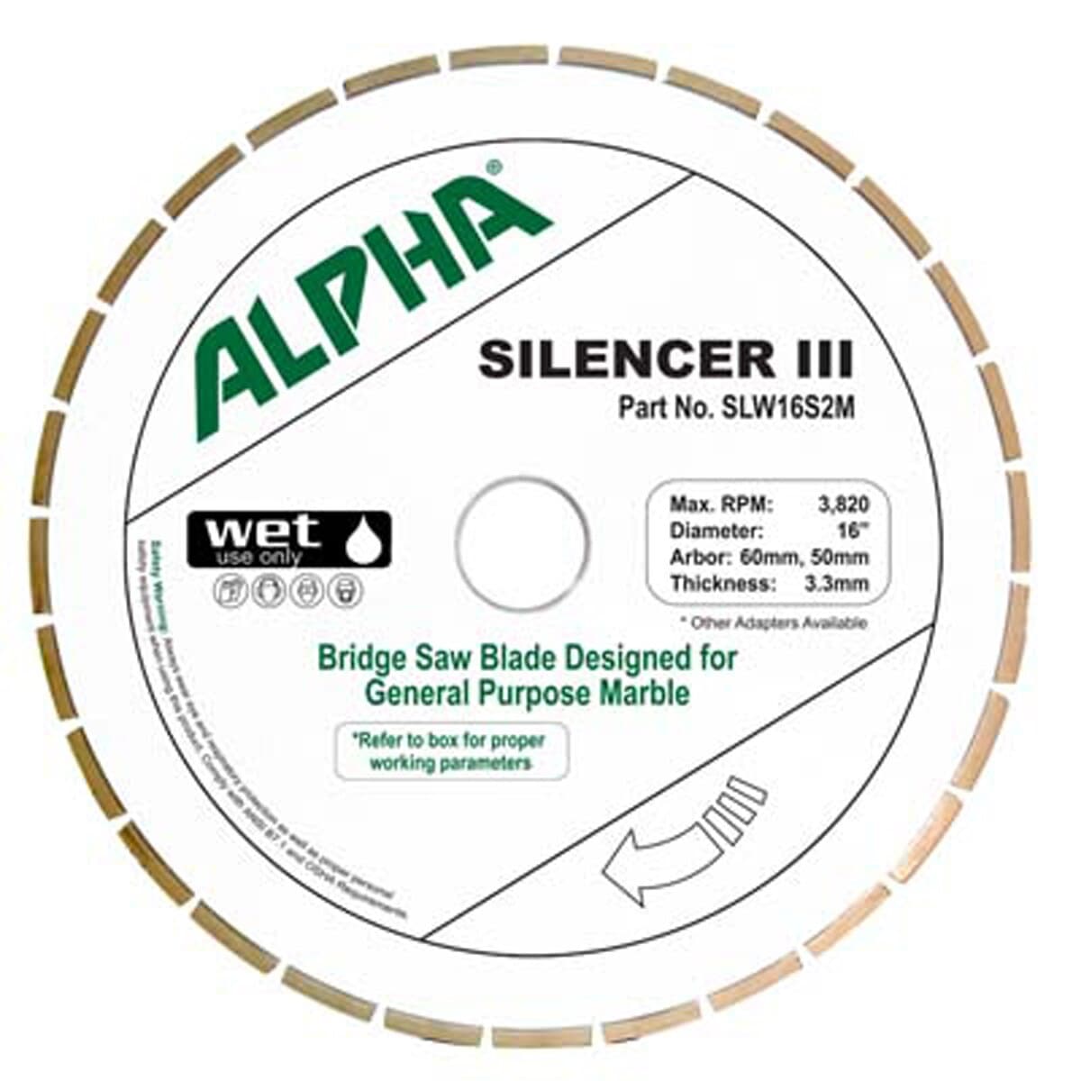 Alpha Silencer III Blade for Marble - Premium Diamond Saw Blade for Cutting Granite, Tile, and Stone - Perfect for DIY Projects, Home Renovation, and Professional Construction Work